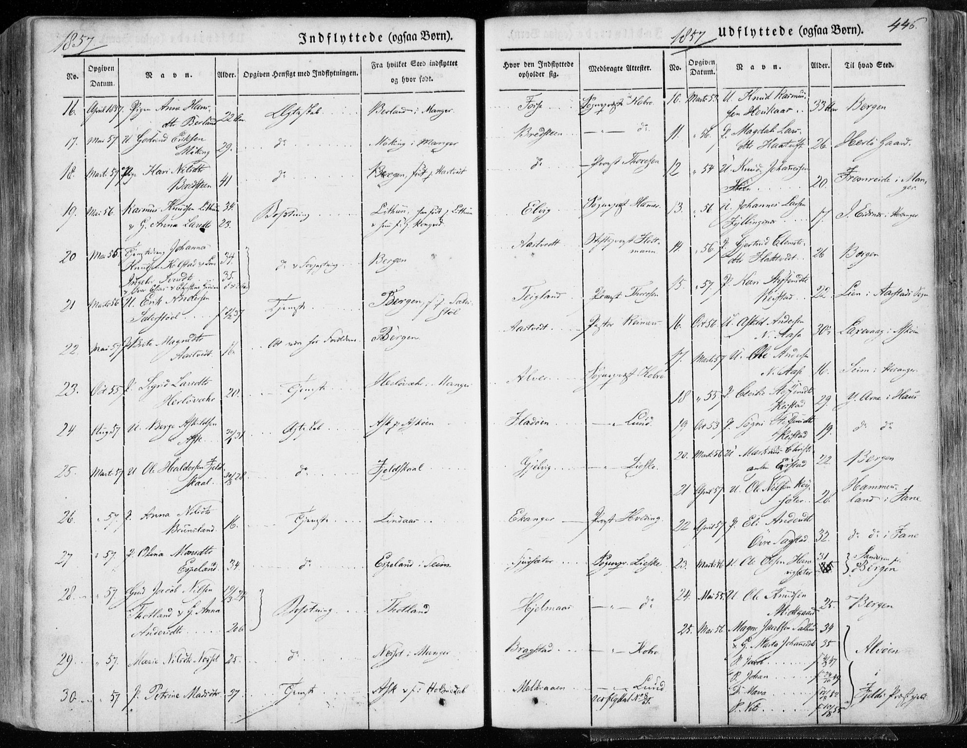 Hamre sokneprestembete, AV/SAB-A-75501/H/Ha/Haa/Haaa/L0013: Parish register (official) no. A 13, 1846-1857, p. 446