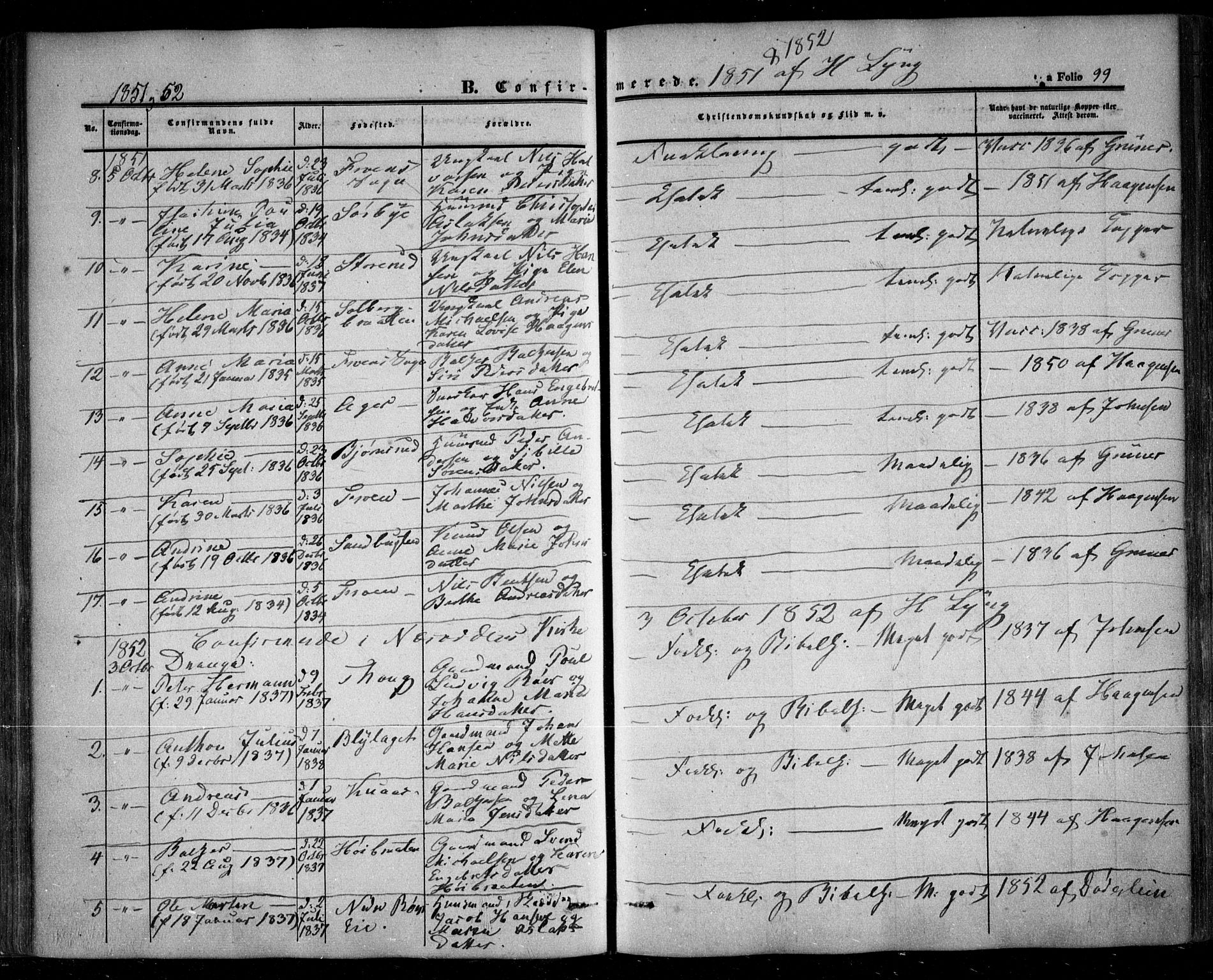 Nesodden prestekontor Kirkebøker, AV/SAO-A-10013/F/Fa/L0007: Parish register (official) no. I 7, 1848-1868, p. 99