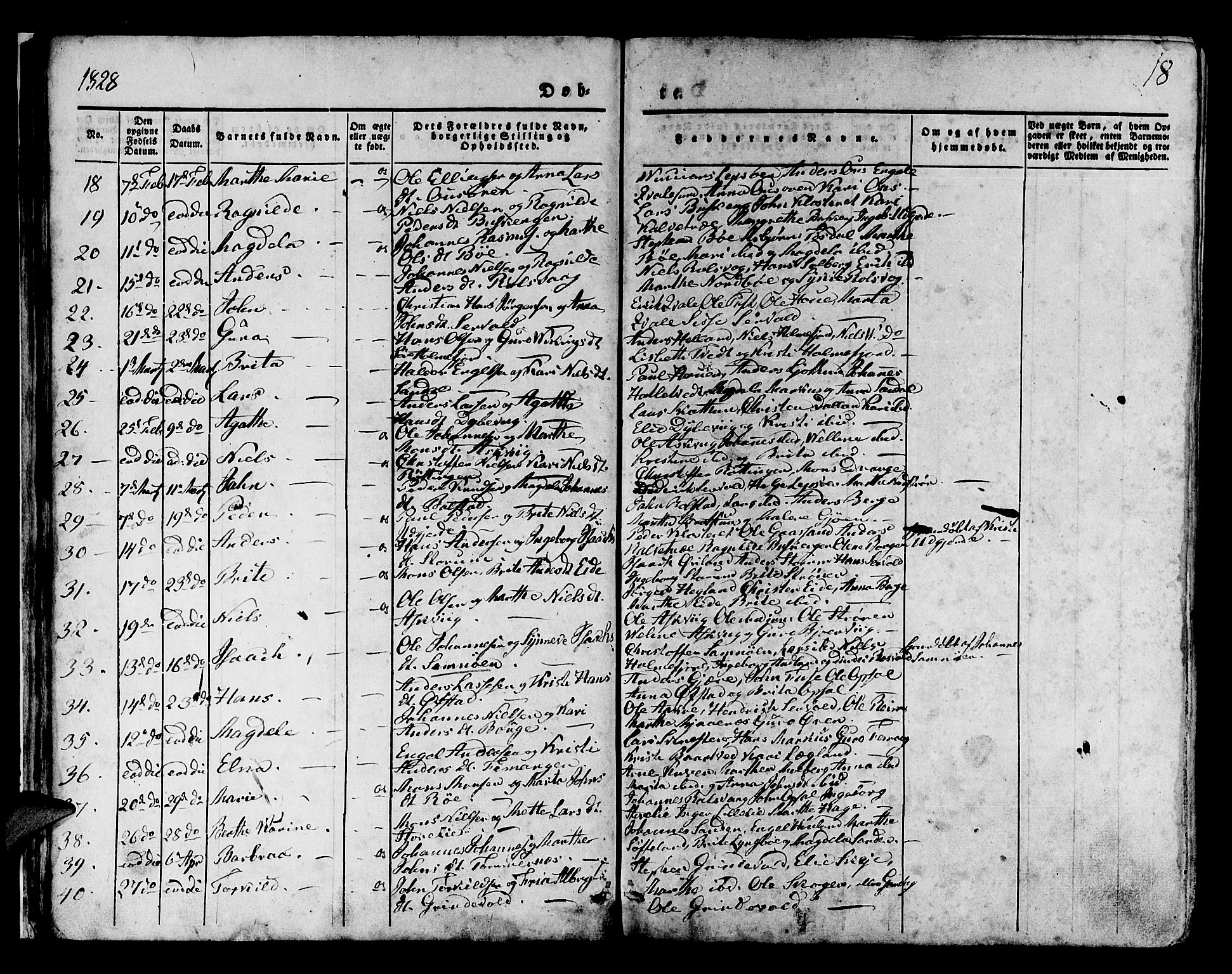 Os sokneprestembete, AV/SAB-A-99929: Parish register (official) no. A 14, 1826-1839, p. 18