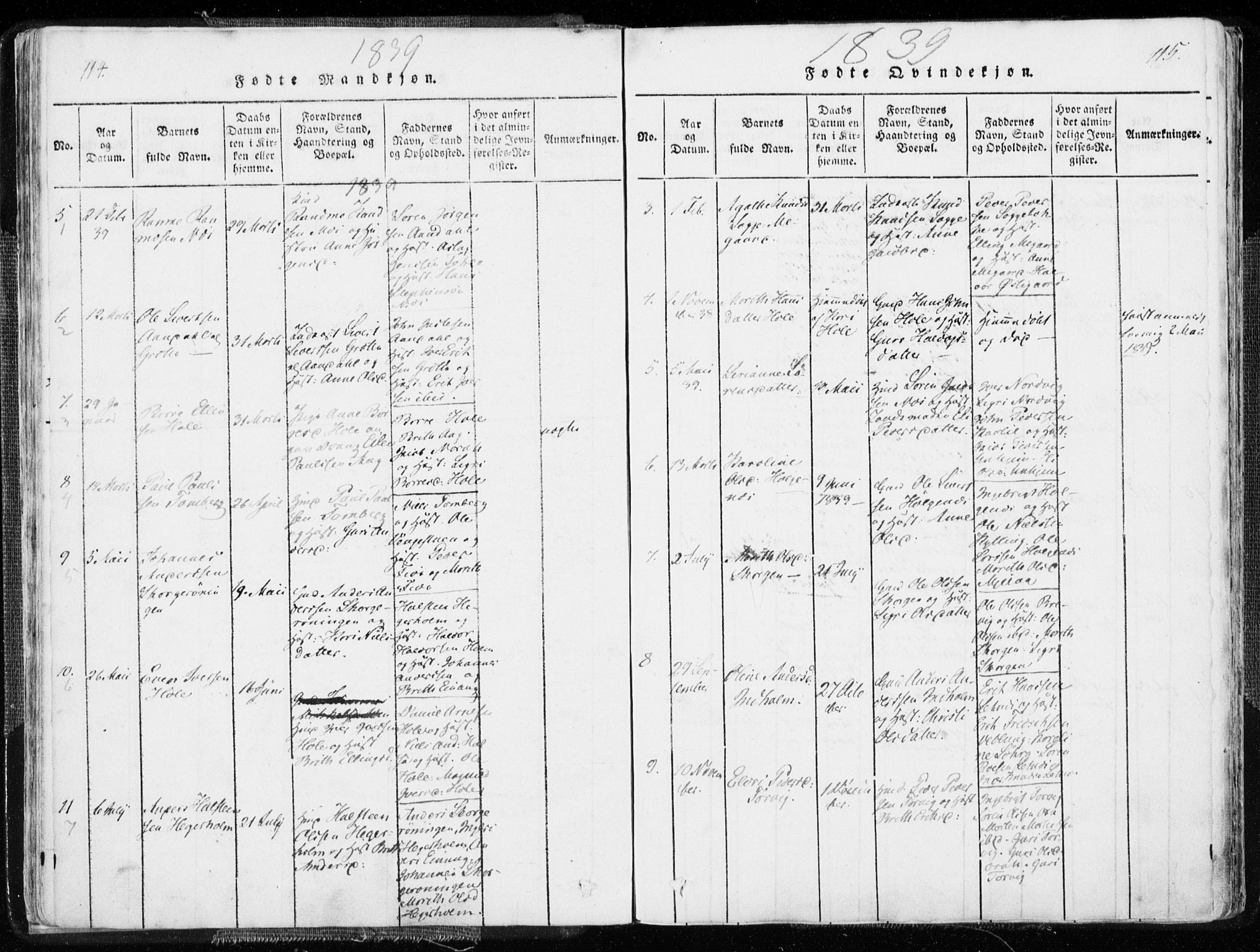 Ministerialprotokoller, klokkerbøker og fødselsregistre - Møre og Romsdal, SAT/A-1454/544/L0571: Parish register (official) no. 544A04, 1818-1853, p. 114-115