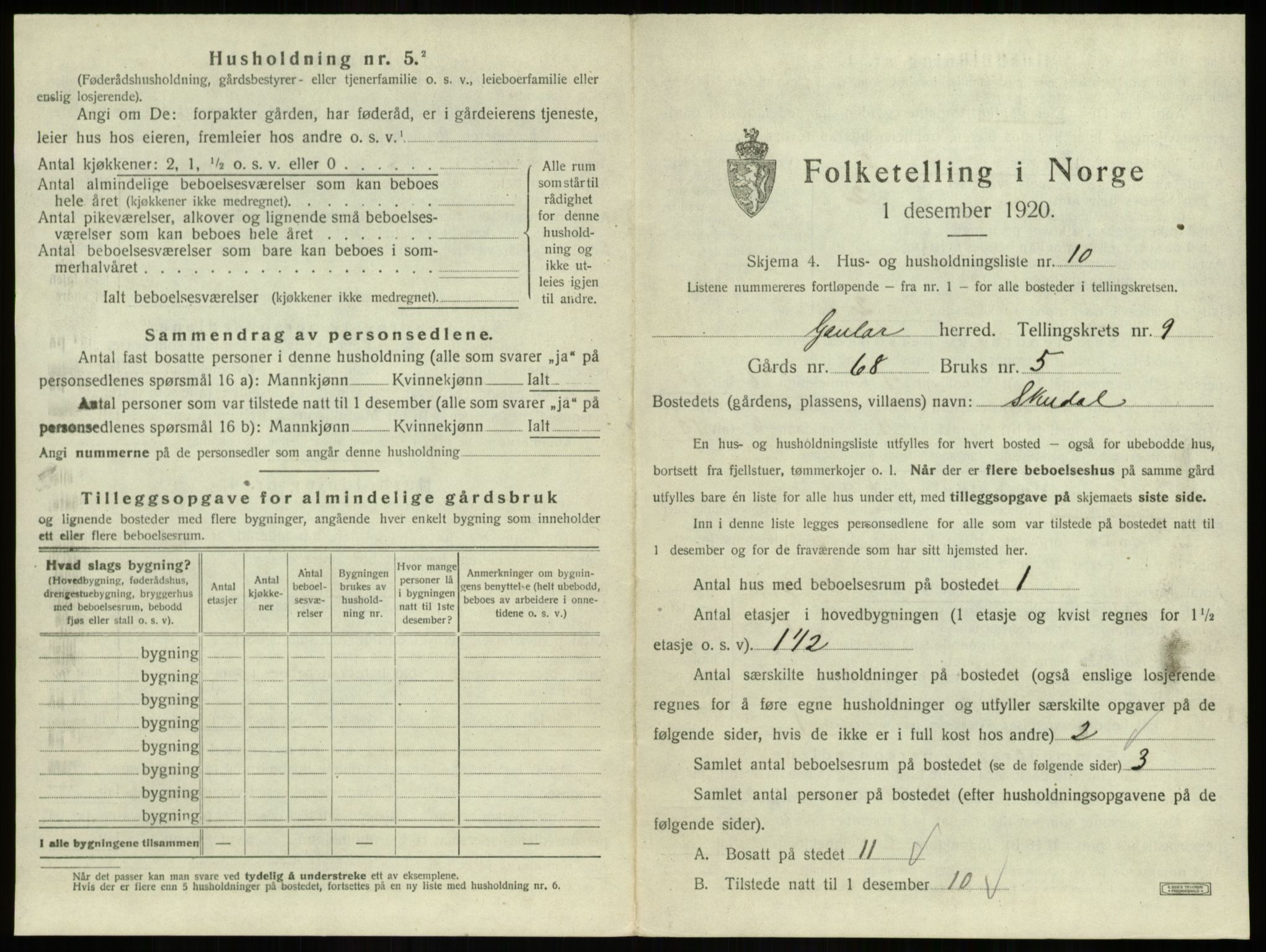 SAB, 1920 census for Gaular, 1920, p. 626