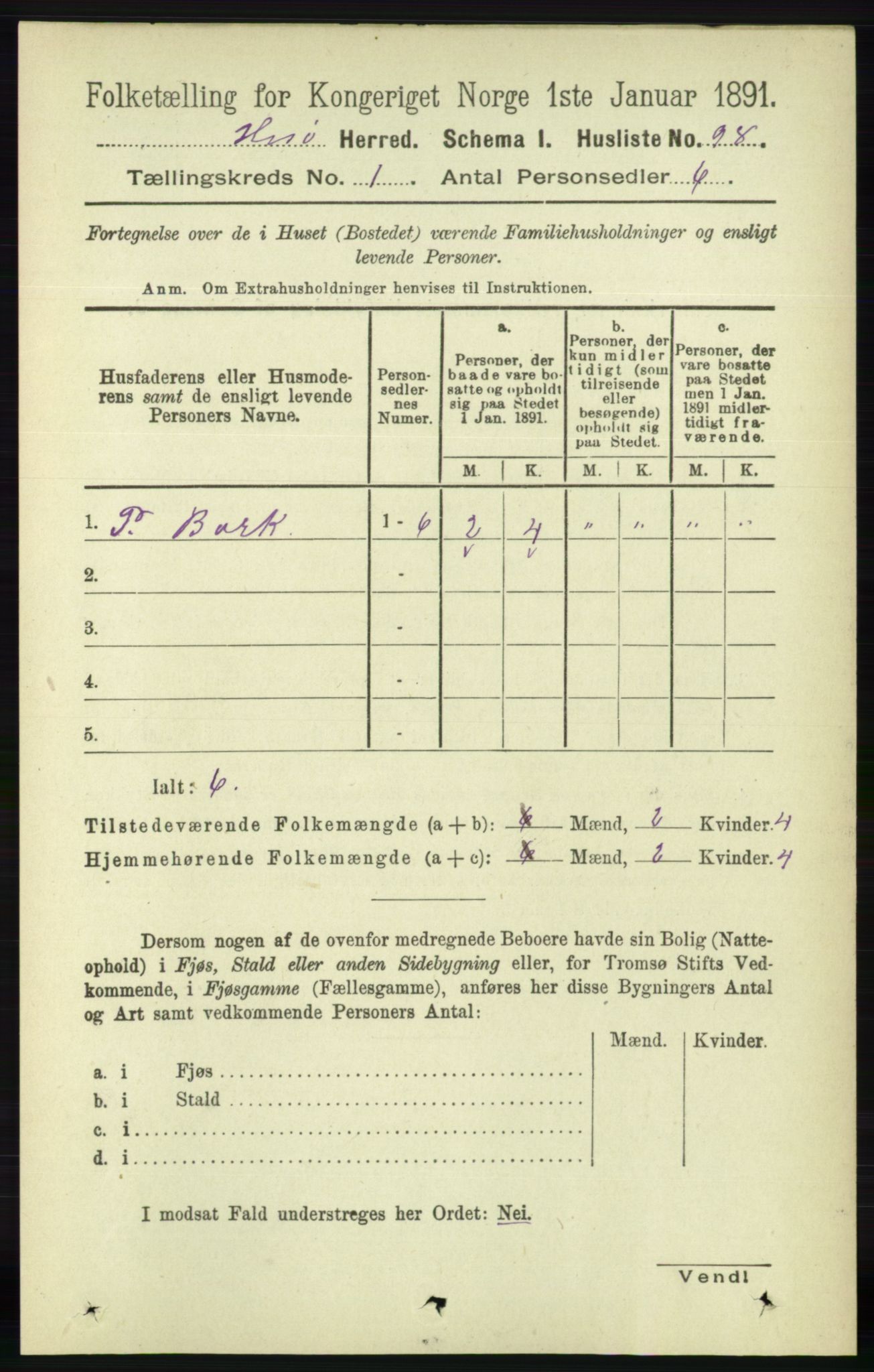 RA, 1891 census for 0922 Hisøy, 1891, p. 116