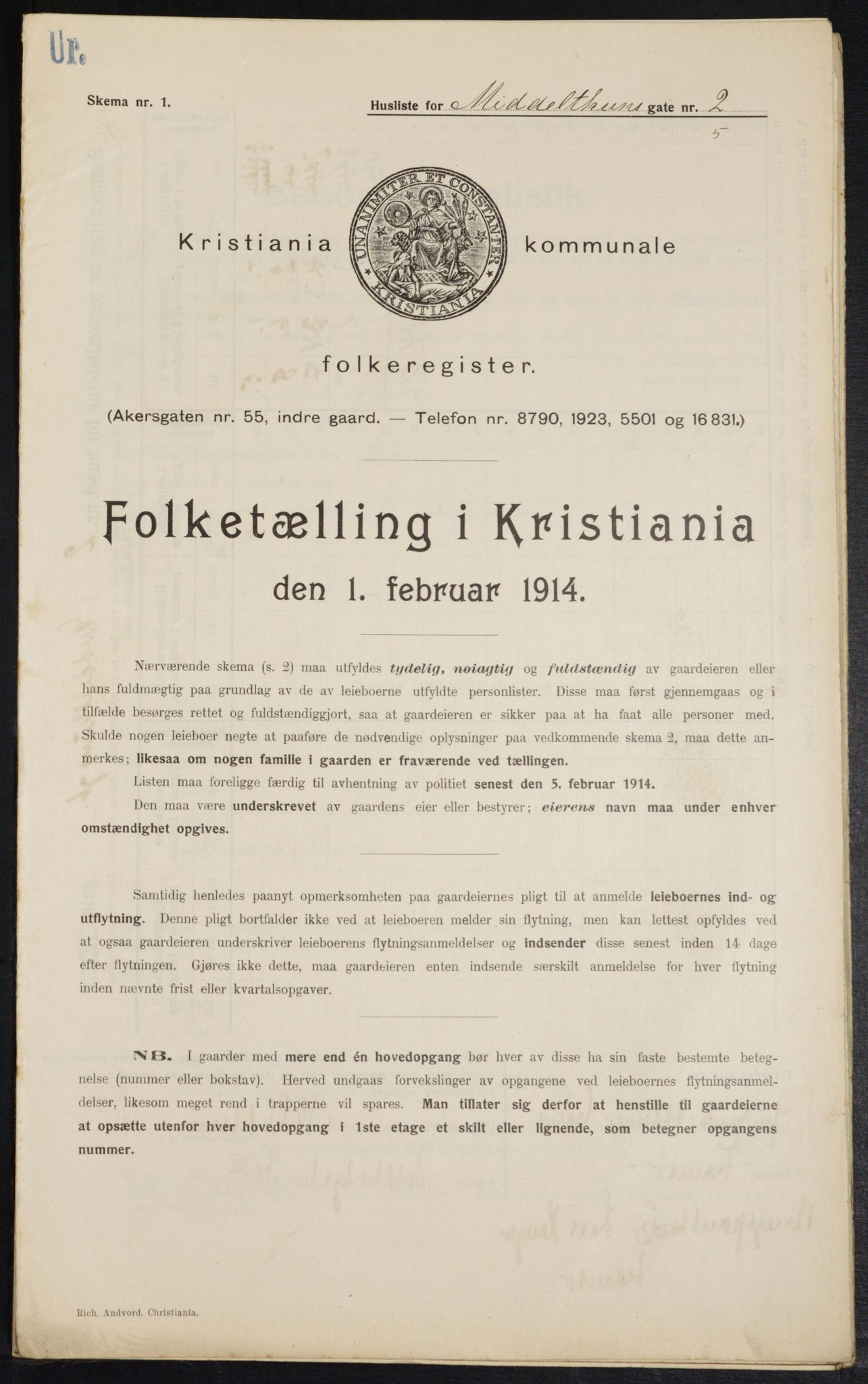 OBA, Municipal Census 1914 for Kristiania, 1914, p. 65262