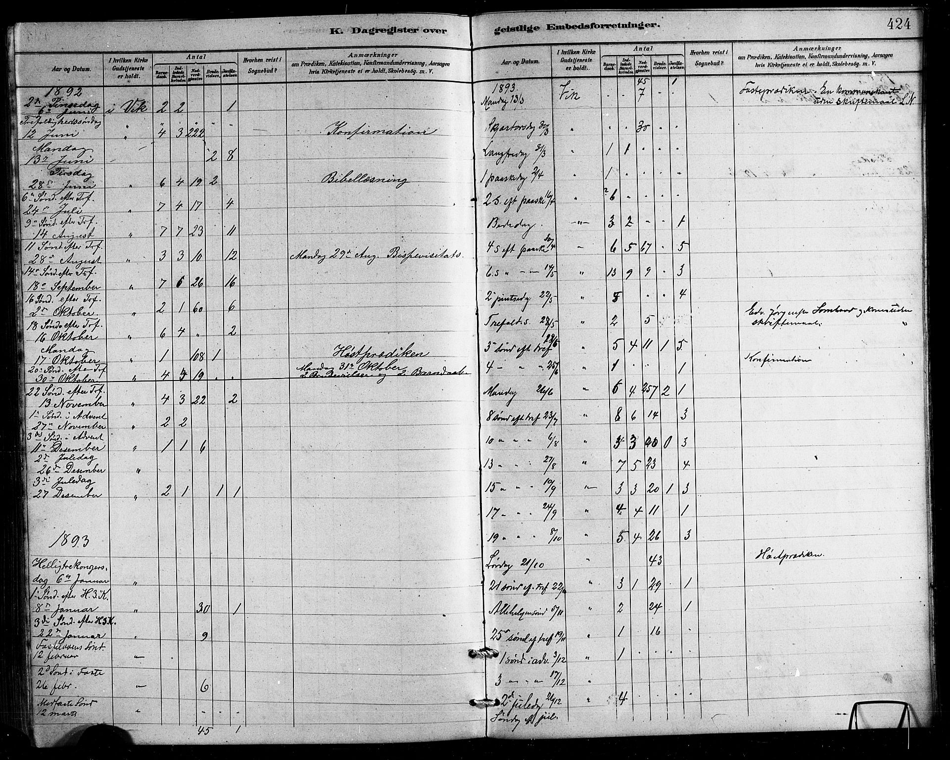 Ministerialprotokoller, klokkerbøker og fødselsregistre - Nordland, SAT/A-1459/812/L0188: Parish register (copy) no. 812C06, 1884-1912, p. 424