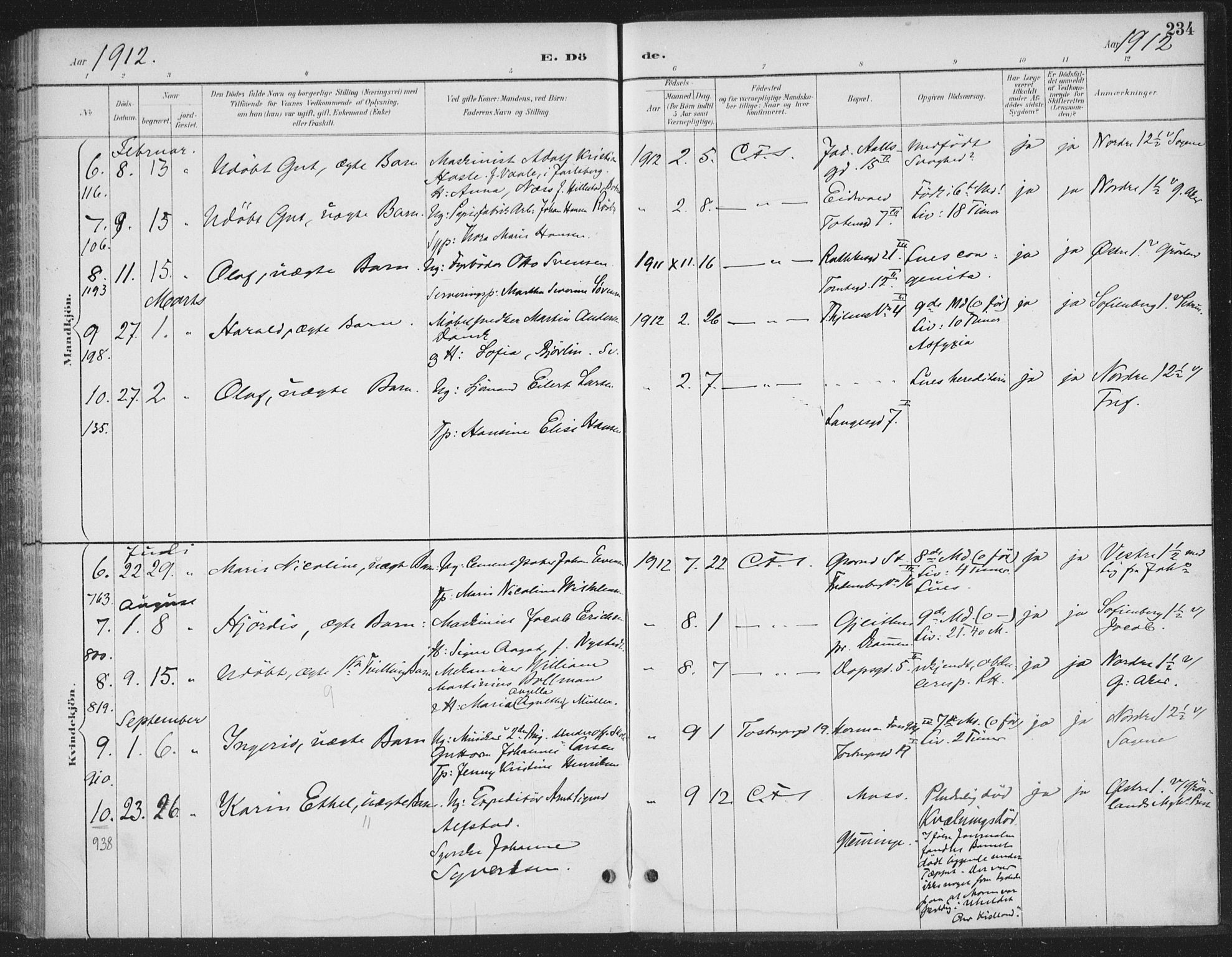 Rikshospitalet prestekontor Kirkebøker, AV/SAO-A-10309b/F/L0010: Parish register (official) no. 10, 1888-1912, p. 234