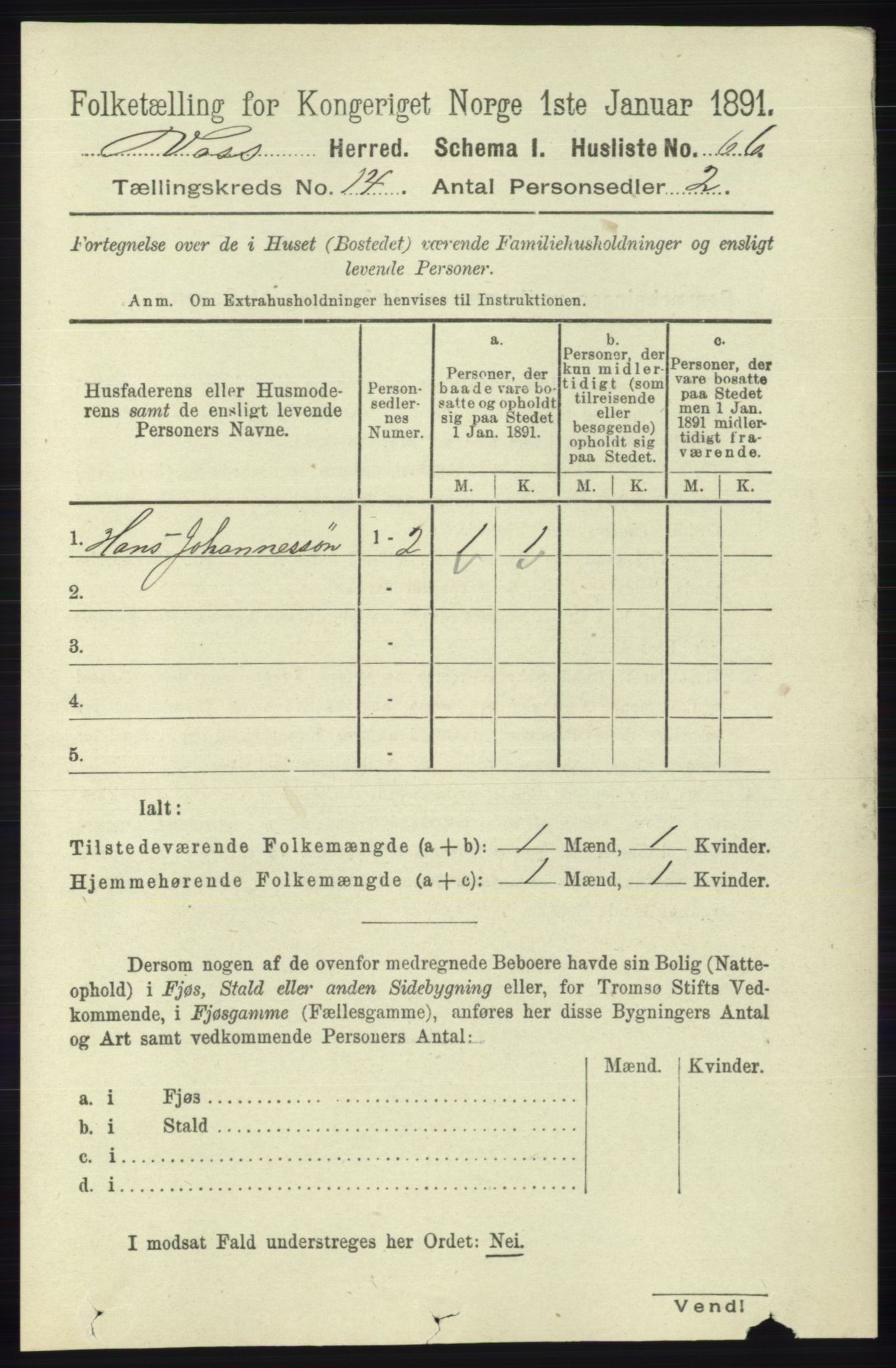 RA, 1891 census for 1235 Voss, 1891, p. 7248