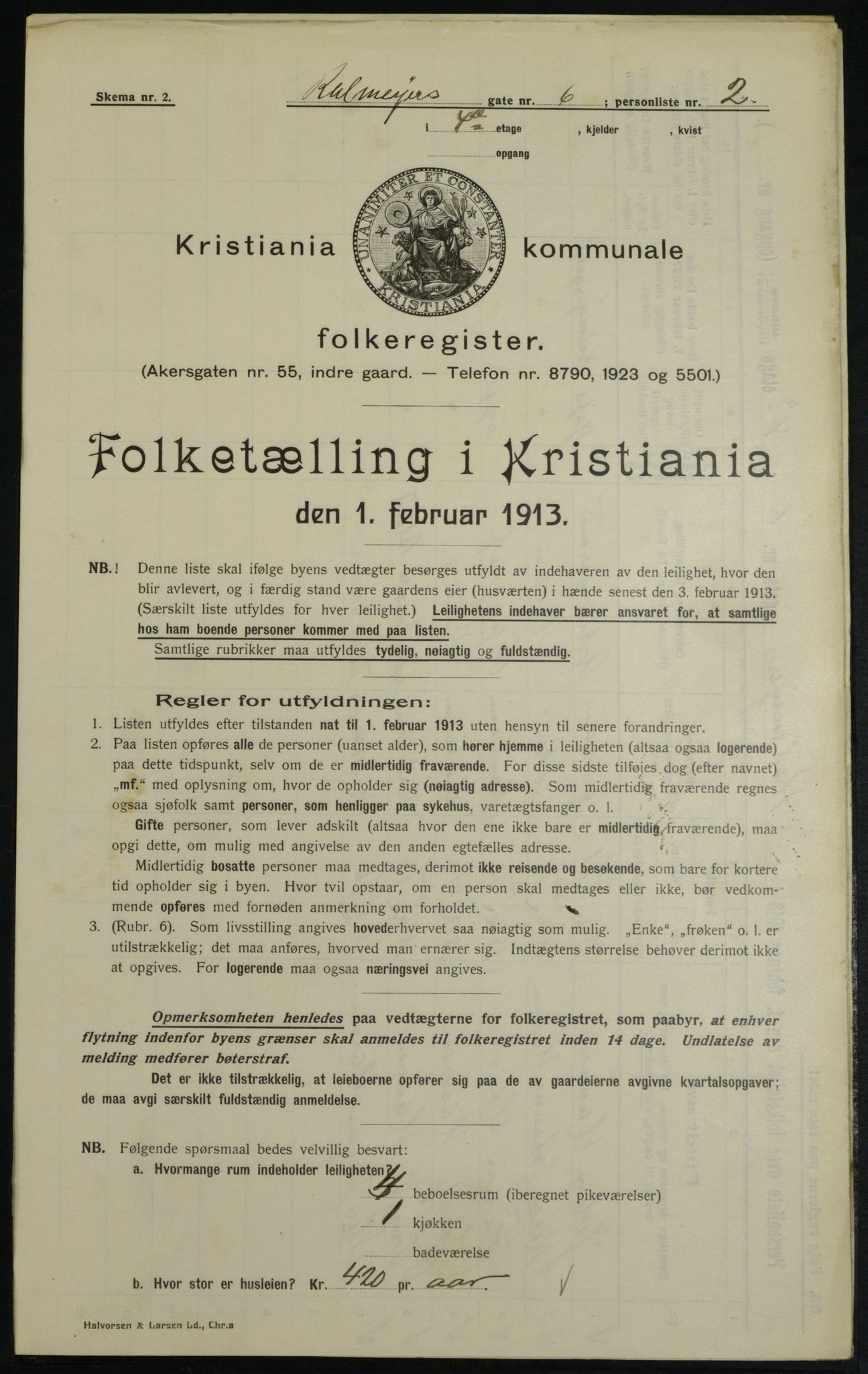 OBA, Municipal Census 1913 for Kristiania, 1913, p. 11405