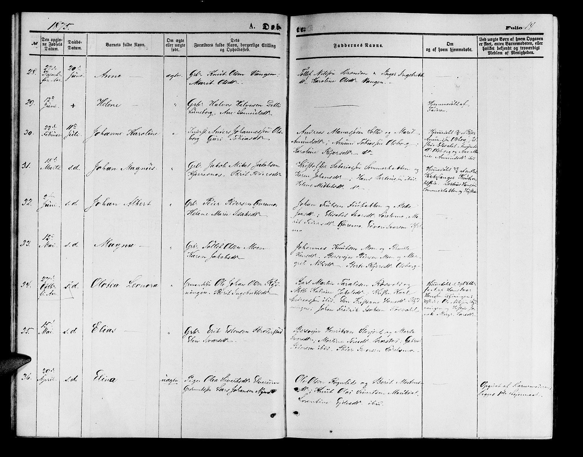 Målselv sokneprestembete, AV/SATØ-S-1311/G/Ga/Gab/L0003klokker: Parish register (copy) no. 3, 1874-1885, p. 14