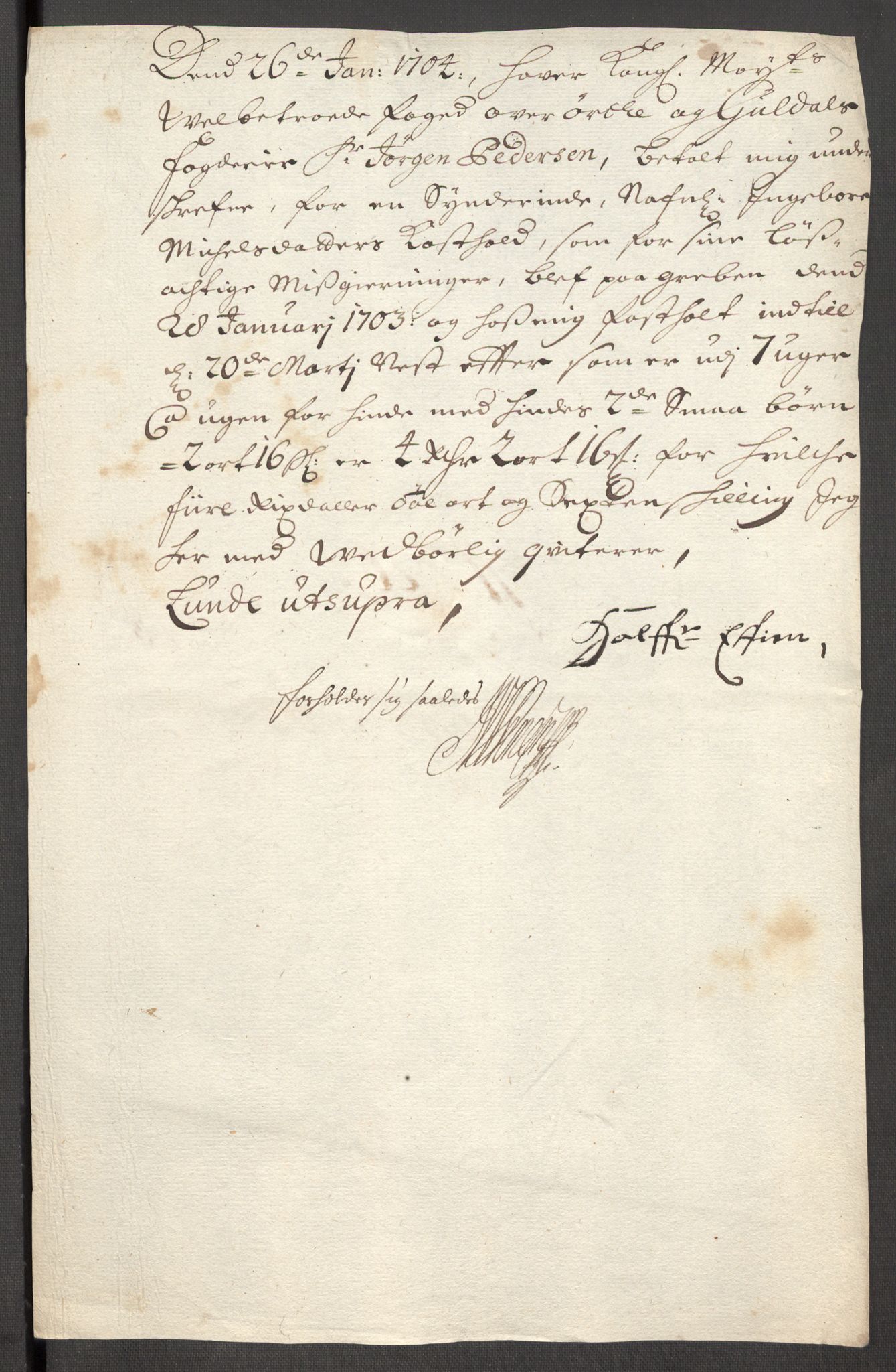 Rentekammeret inntil 1814, Reviderte regnskaper, Fogderegnskap, RA/EA-4092/R60/L3953: Fogderegnskap Orkdal og Gauldal, 1703, p. 415