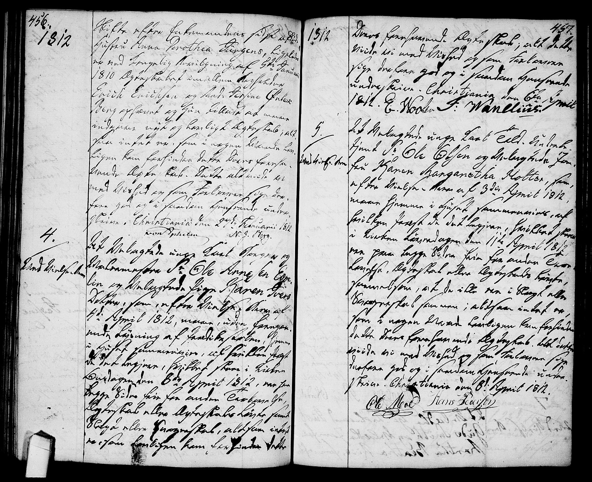 Oslo domkirke Kirkebøker, SAO/A-10752/L/La/L0011: Best man's statements no. 11, 1807-1819, p. 456-457