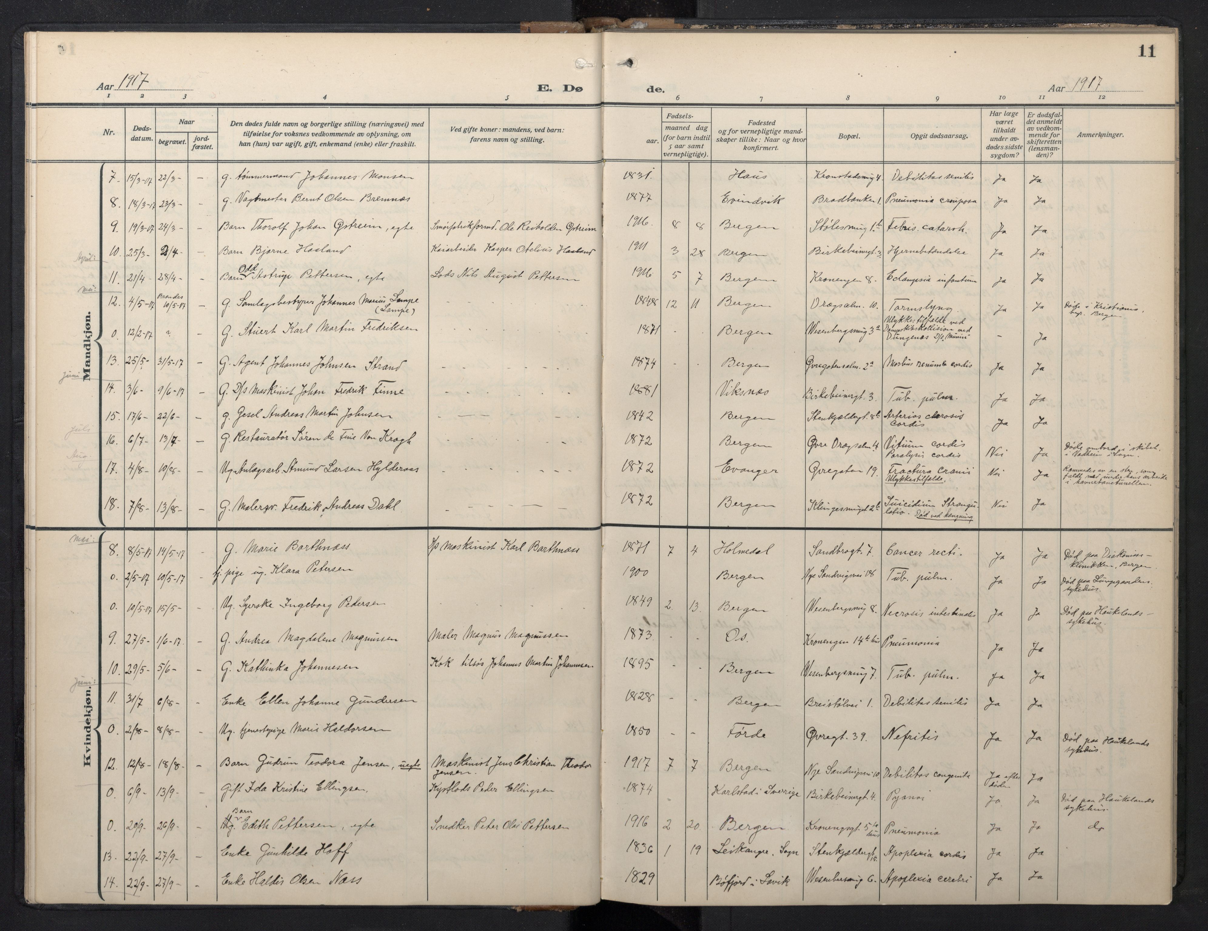 Mariakirken Sokneprestembete, SAB/A-76901/H/Hab/L0013: Parish register (copy) no. A 13, 1914-1953, p. 10b-11a