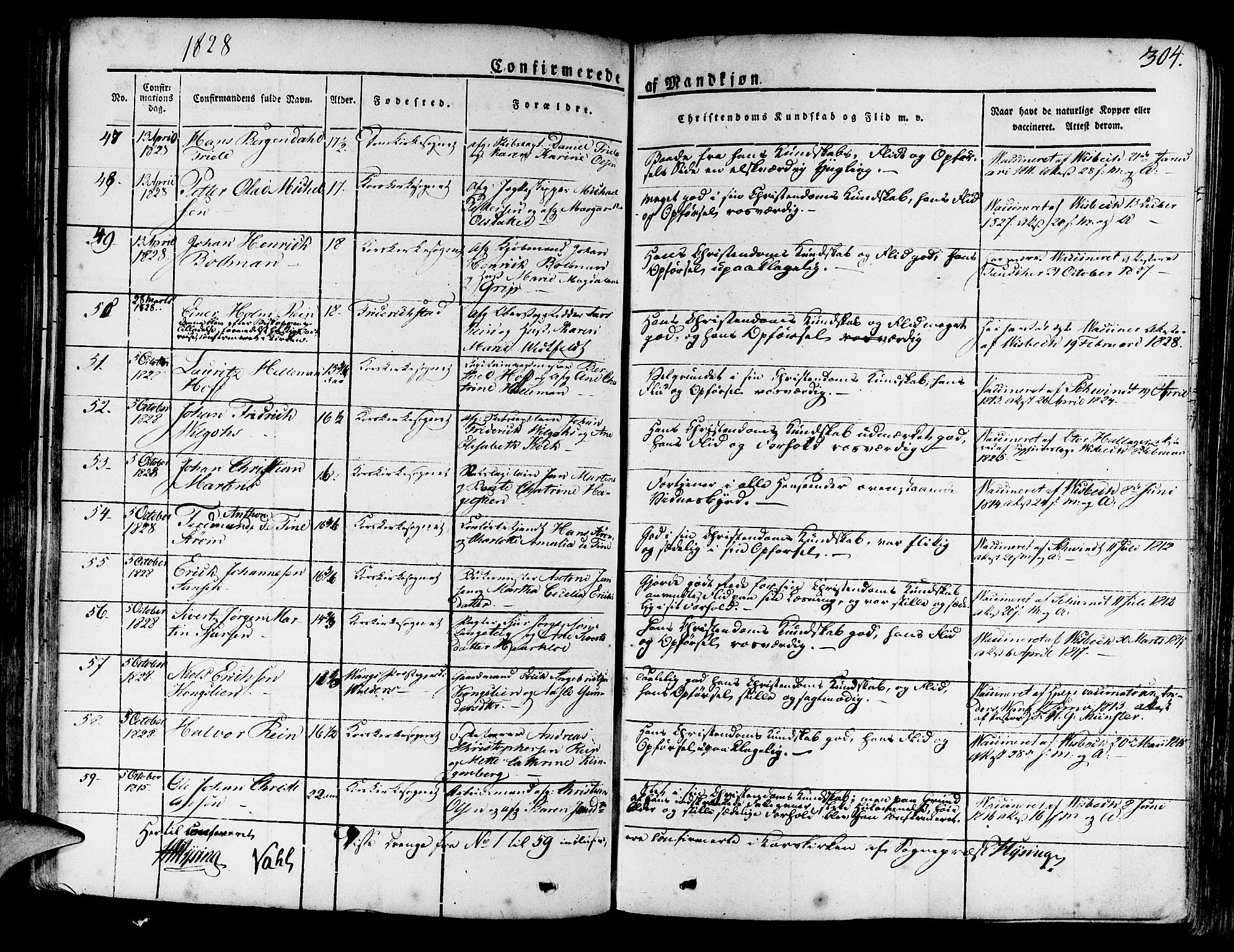 Korskirken sokneprestembete, AV/SAB-A-76101/H/Haa/L0014: Parish register (official) no. A 14, 1823-1835, p. 304