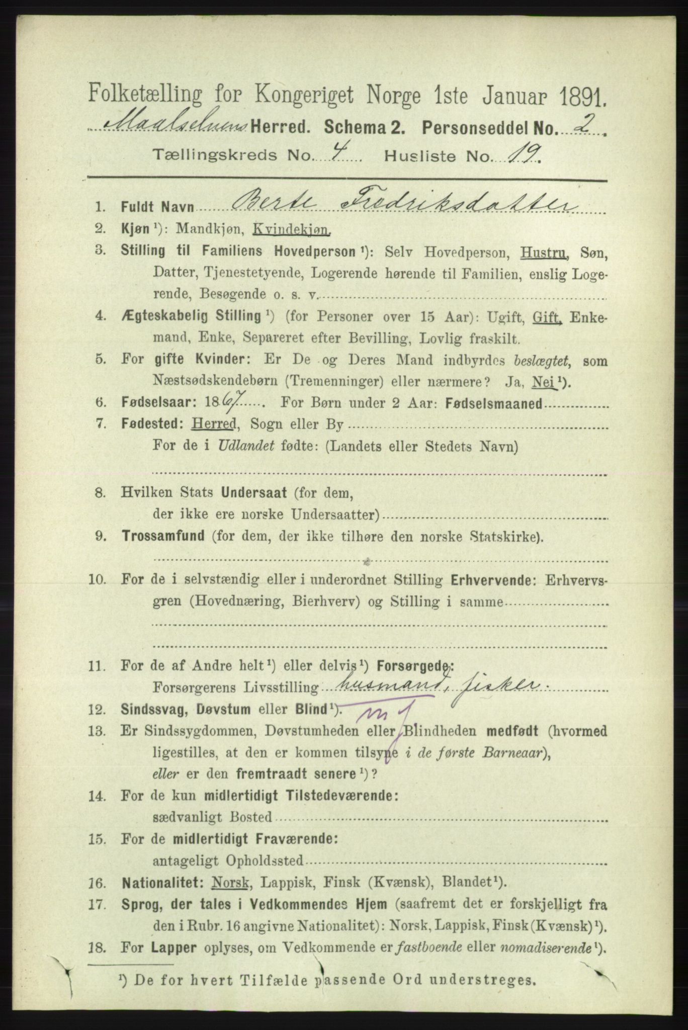 RA, 1891 census for 1924 Målselv, 1891, p. 1199