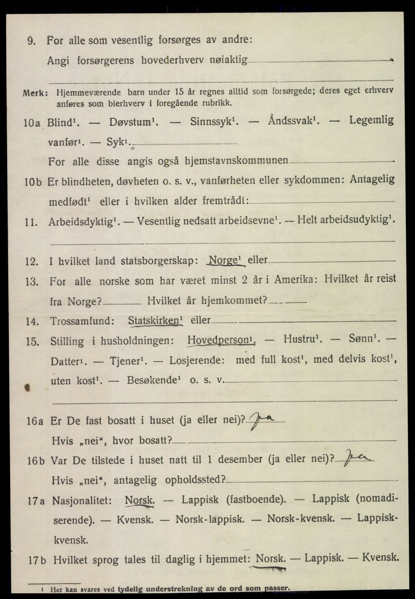 SAT, 1920 census for Snåsa, 1920, p. 2561