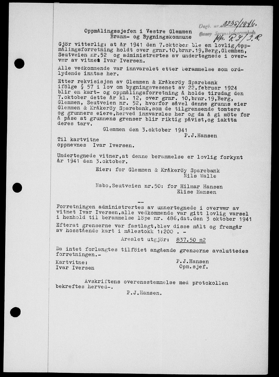 Onsøy sorenskriveri, SAO/A-10474/G/Ga/Gab/L0018: Mortgage book no. II A-18, 1946-1947, Diary no: : 3235/1946