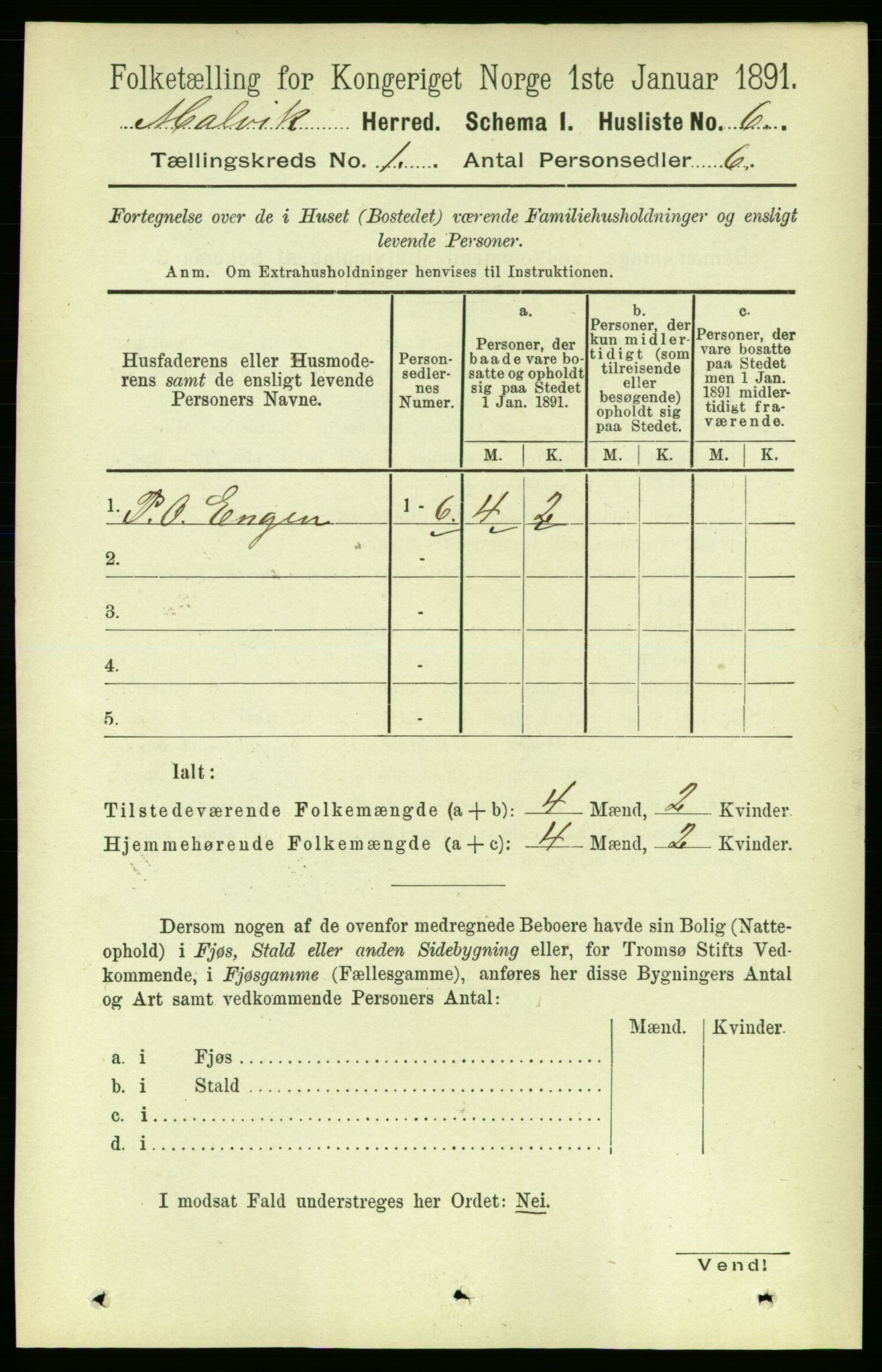 RA, 1891 census for 1663 Malvik, 1891, p. 23