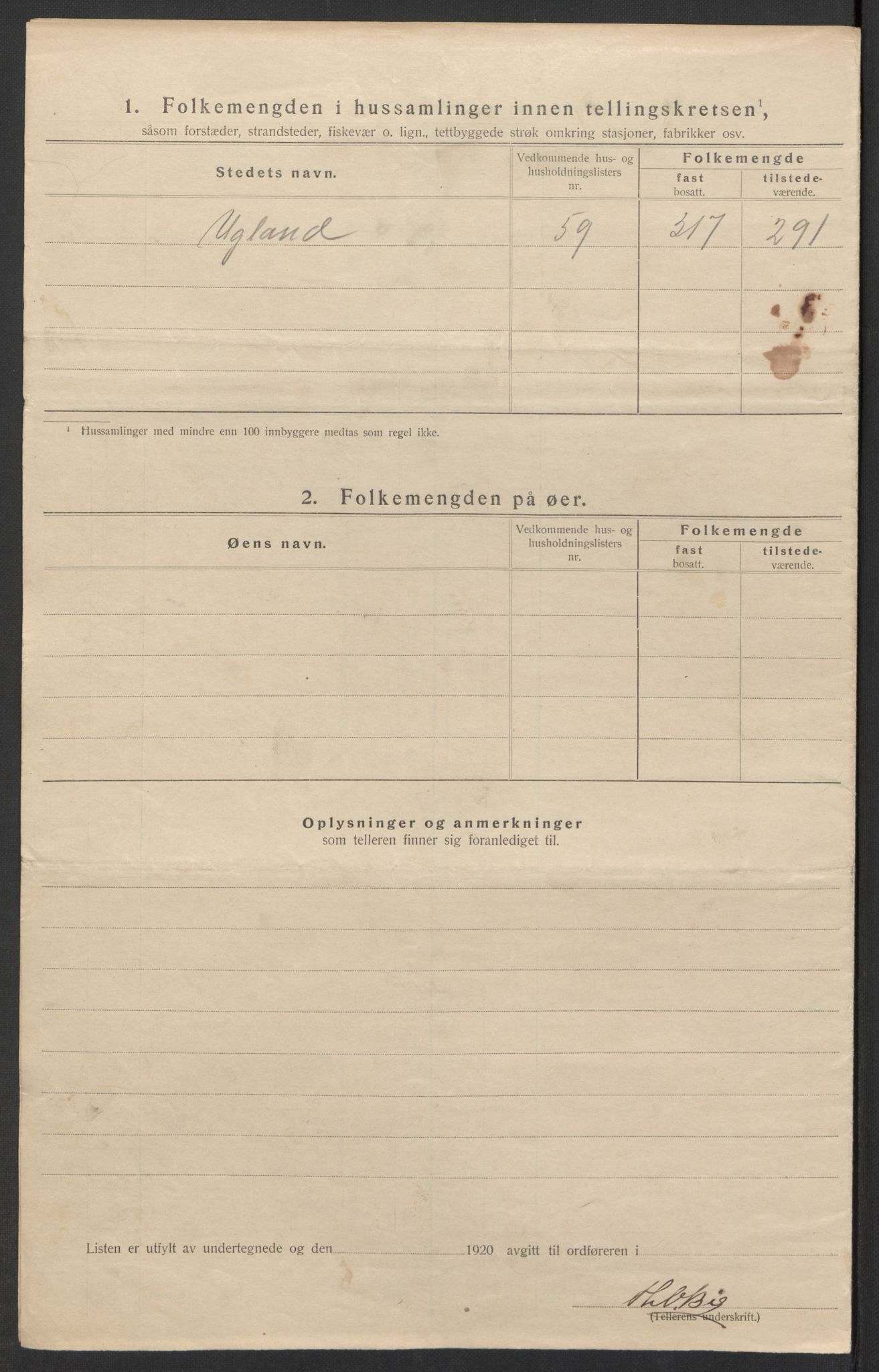 SAK, 1920 census for Fjære, 1920, p. 29