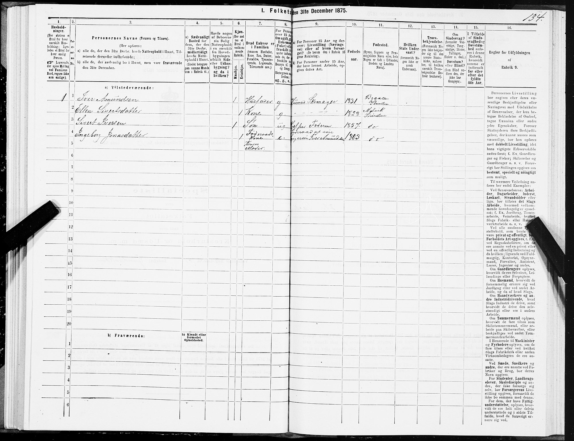 SAT, 1875 census for 1660P Strinda, 1875, p. 7134