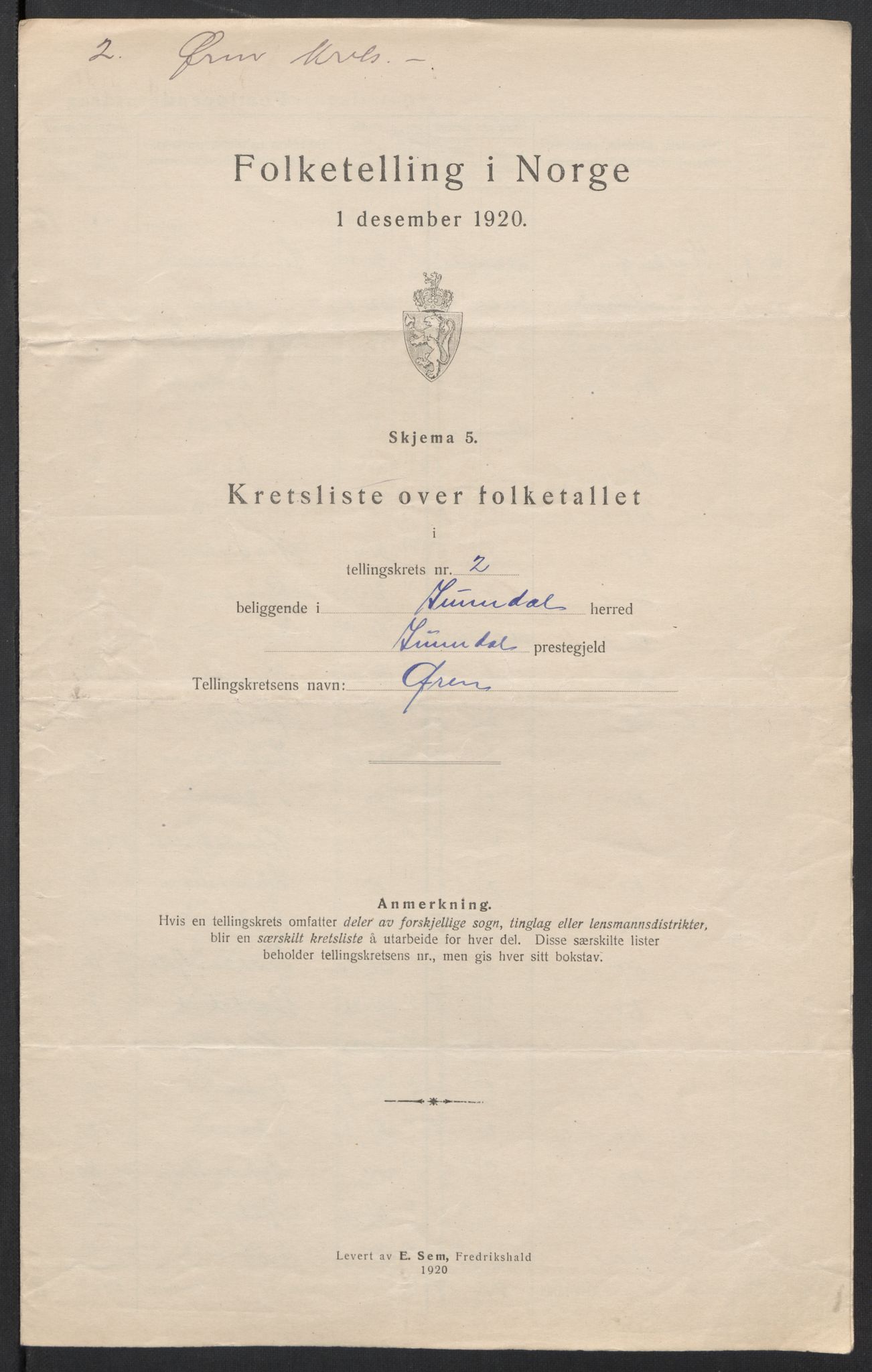 SAT, 1920 census for Sunndal, 1920, p. 15