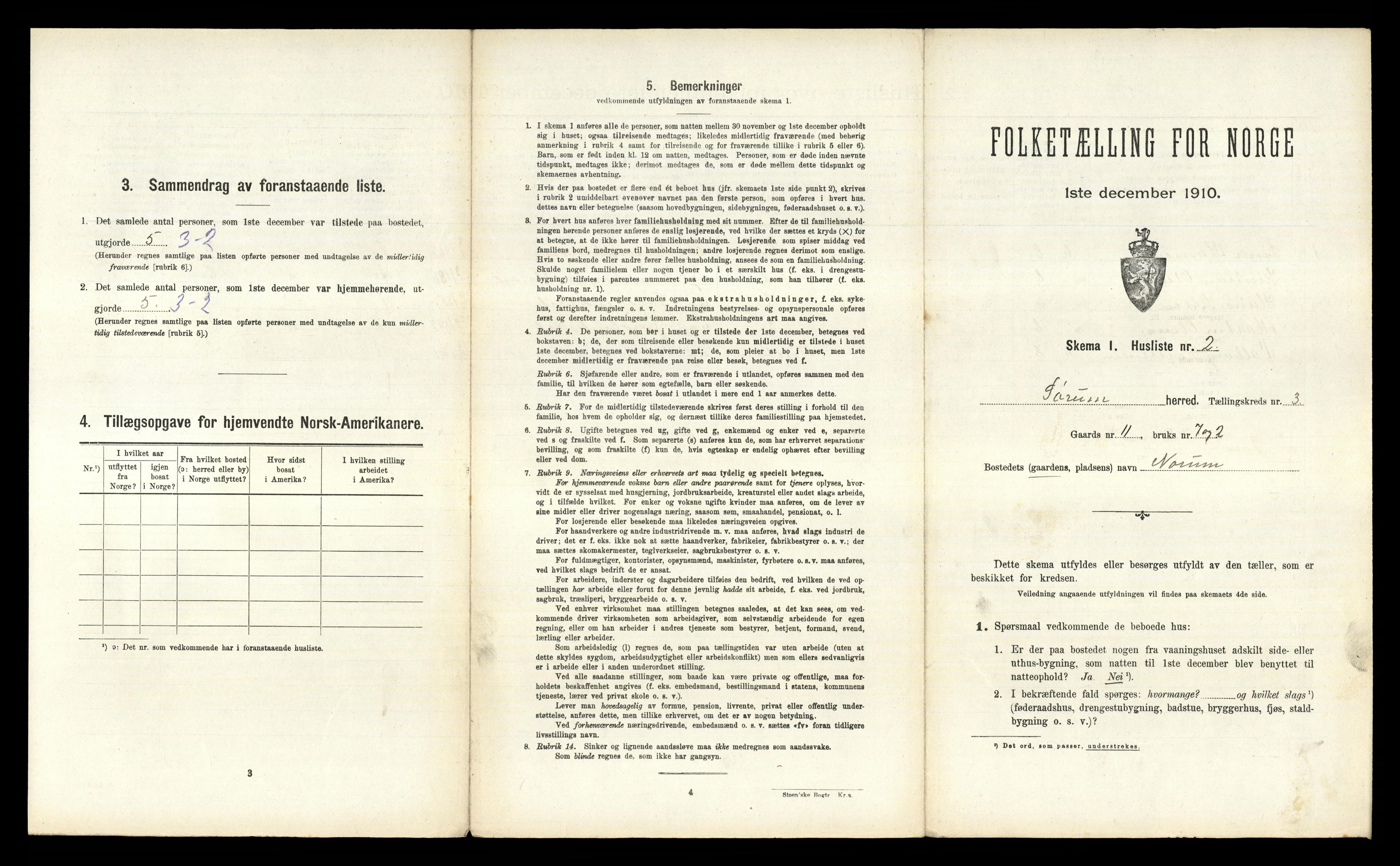 RA, 1910 census for Sørum, 1910, p. 203