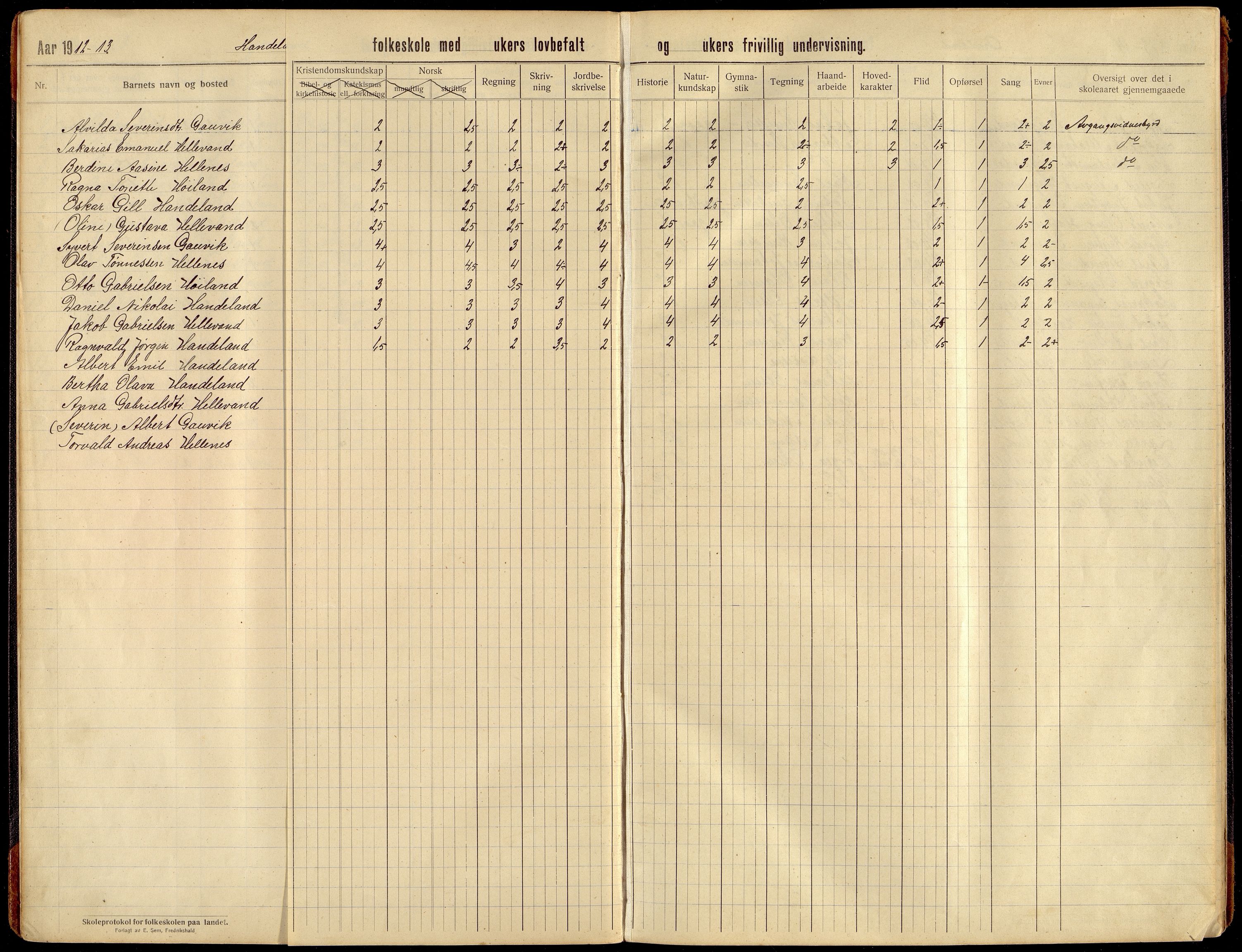 Lyngdal kommune - Tjomsland Skolekrets, ARKSOR/1032LG553/H/L0004: Skoleprotokoll (d), 1912-1922