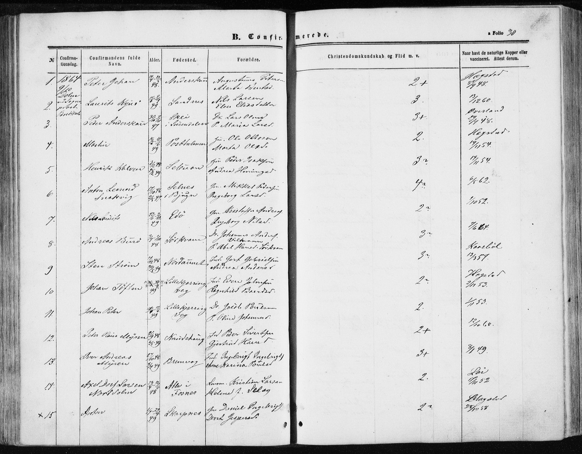 Ministerialprotokoller, klokkerbøker og fødselsregistre - Sør-Trøndelag, SAT/A-1456/634/L0531: Parish register (official) no. 634A07, 1861-1870, p. 30