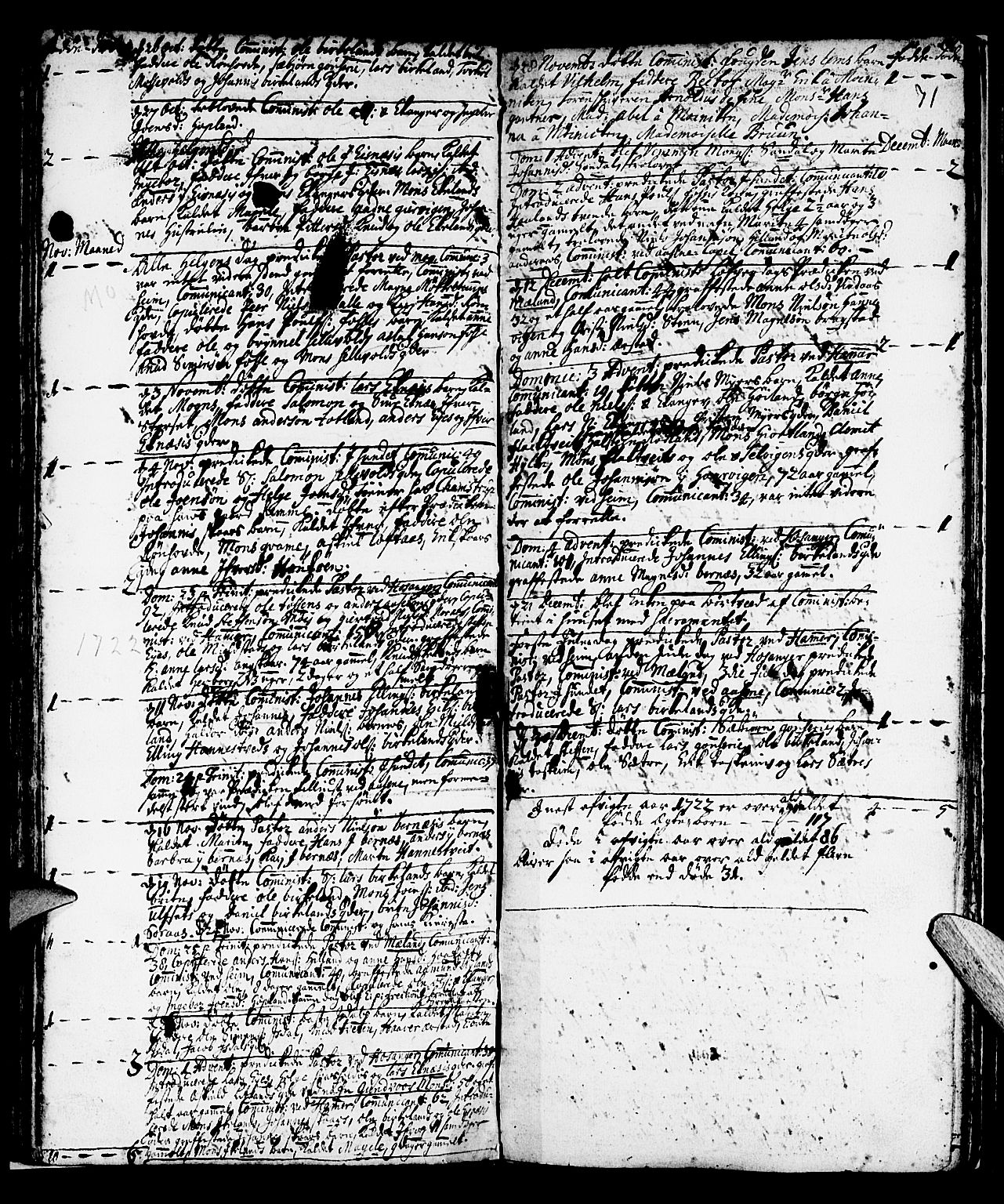 Hamre sokneprestembete, AV/SAB-A-75501/H/Ha/Haa/Haaa/L0003: Parish register (official) no. A 3, 1708-1726, p. 71