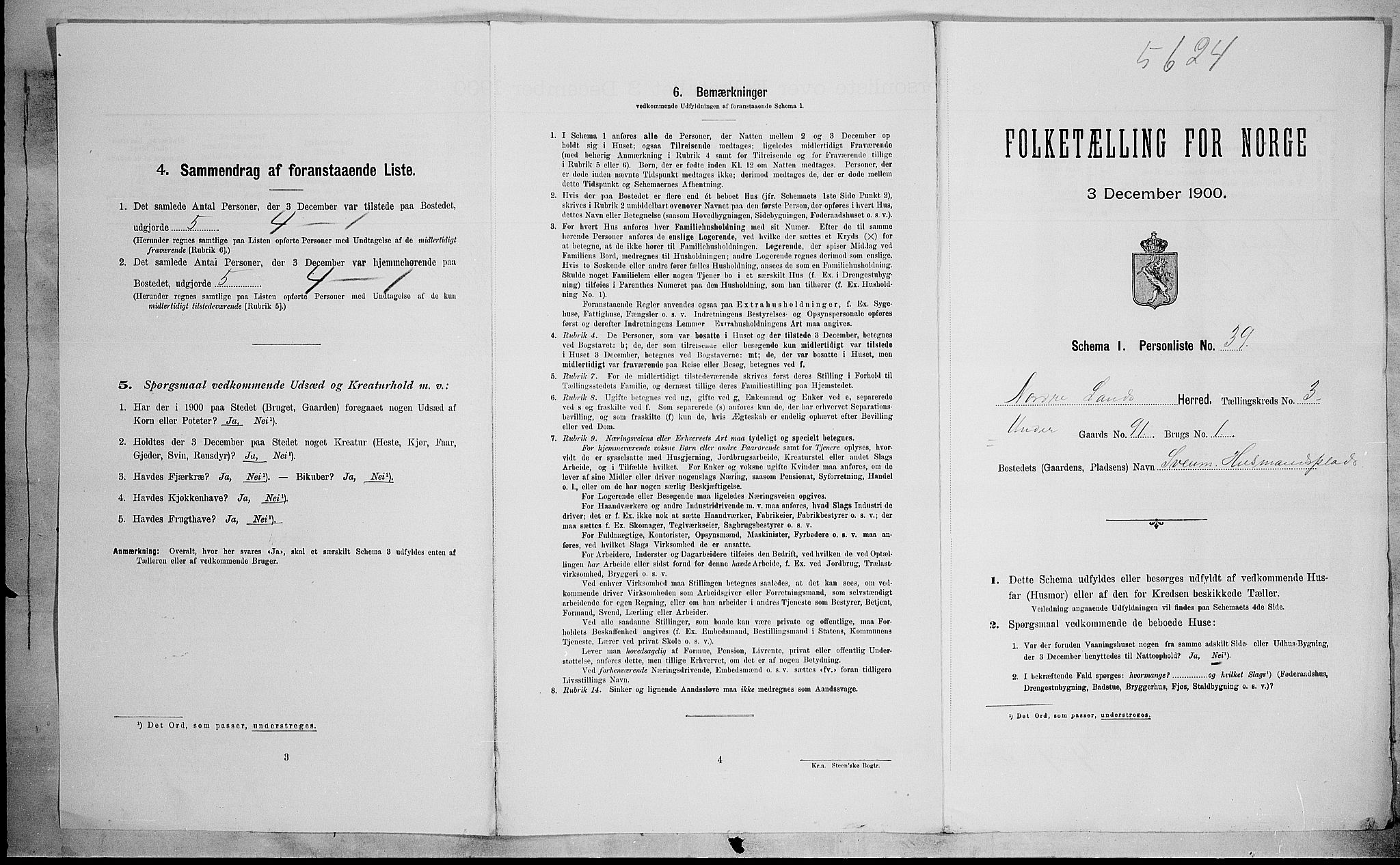 SAH, 1900 census for Nordre Land, 1900, p. 495