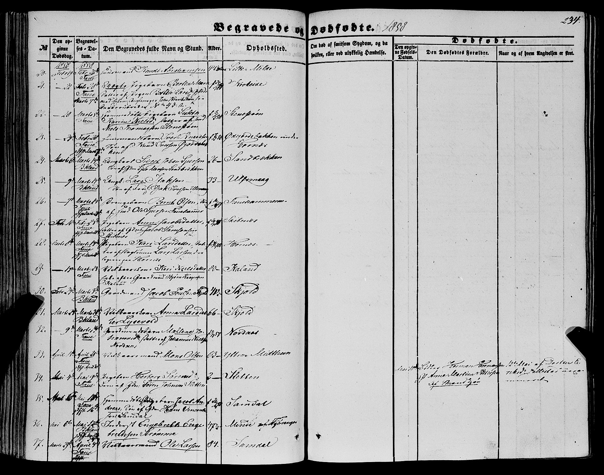 Fana Sokneprestembete, AV/SAB-A-75101/H/Haa/Haaa/L0011: Parish register (official) no. A 11, 1851-1862, p. 234