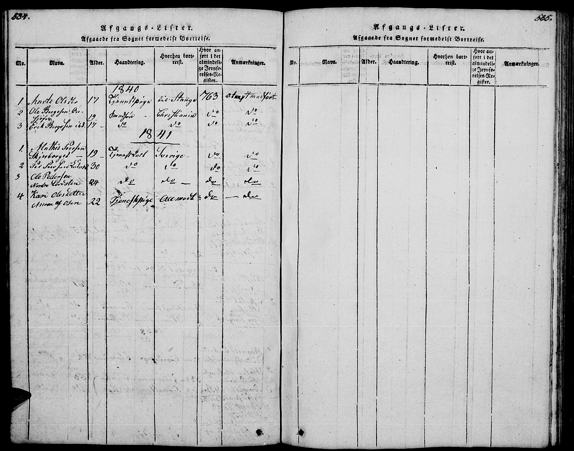 Trysil prestekontor, SAH/PREST-046/H/Ha/Hab/L0004: Parish register (copy) no. 4, 1814-1841, p. 584-585