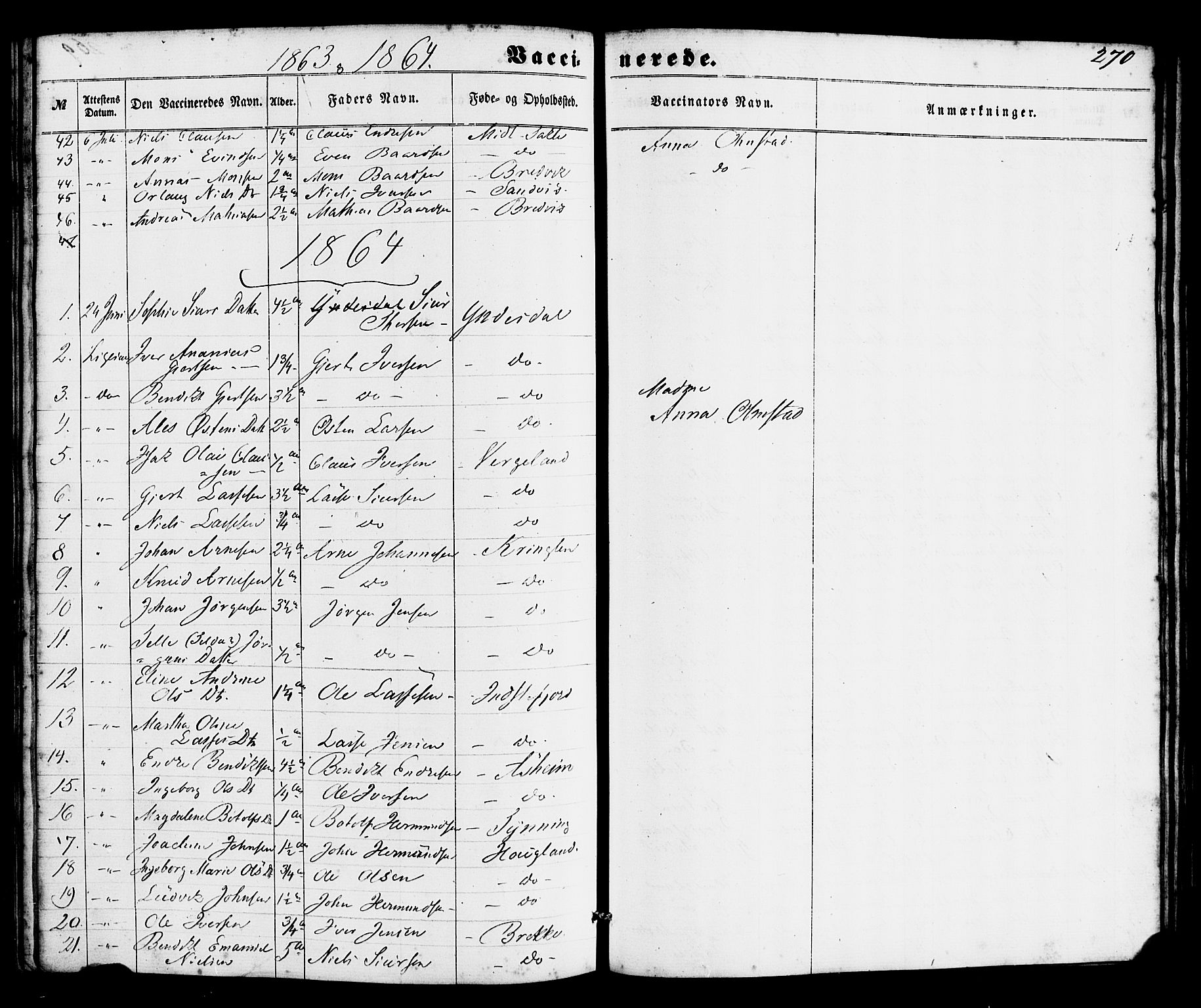 Gulen sokneprestembete, SAB/A-80201/H/Haa/Haac/L0001: Parish register (official) no. C 1, 1859-1881, p. 270