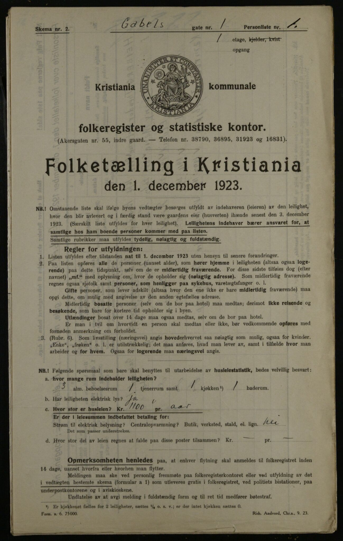 OBA, Municipal Census 1923 for Kristiania, 1923, p. 31986