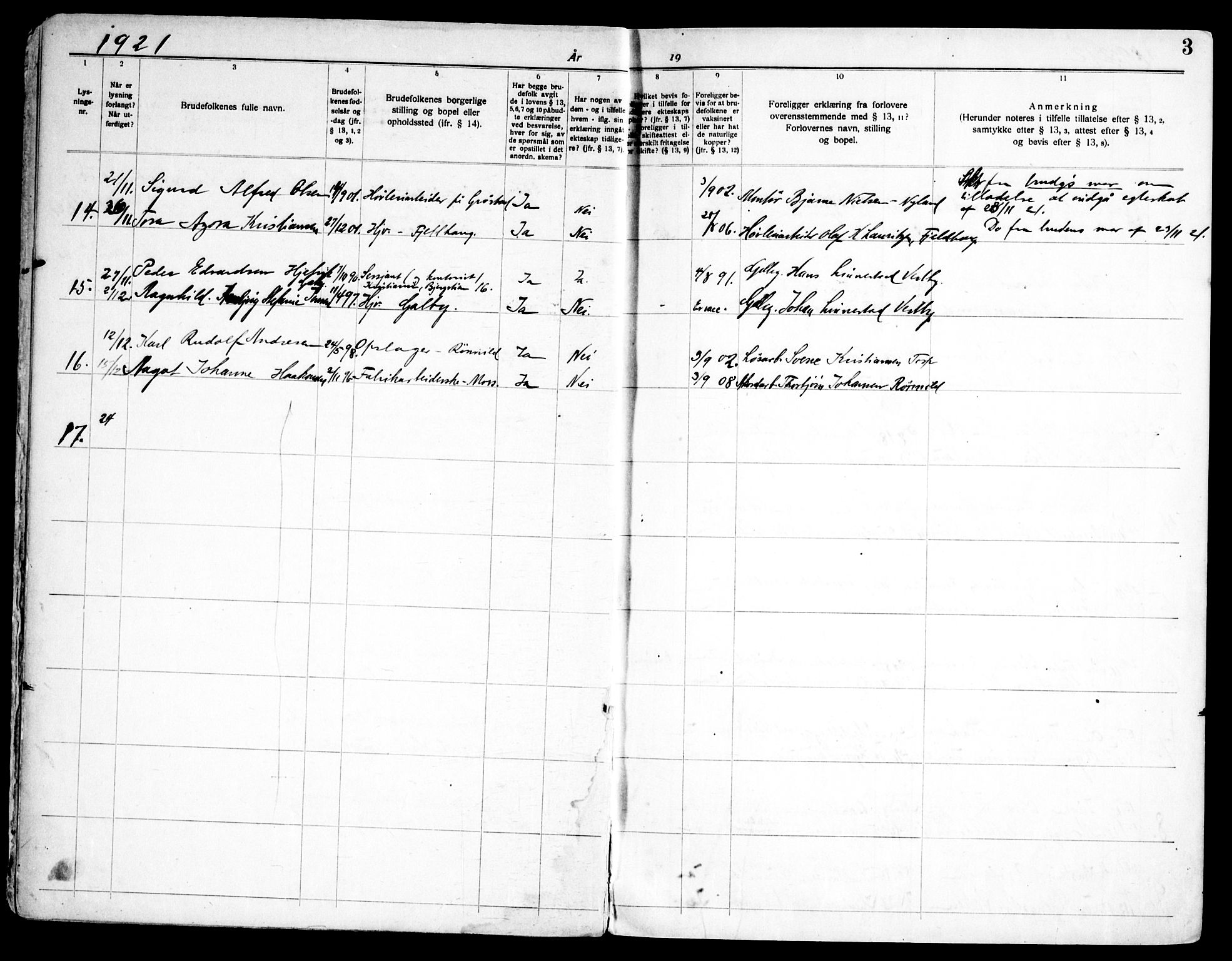 Vestby prestekontor Kirkebøker, AV/SAO-A-10893/H/Ha/L0001: Banns register no. 1, 1918-1969, p. 3