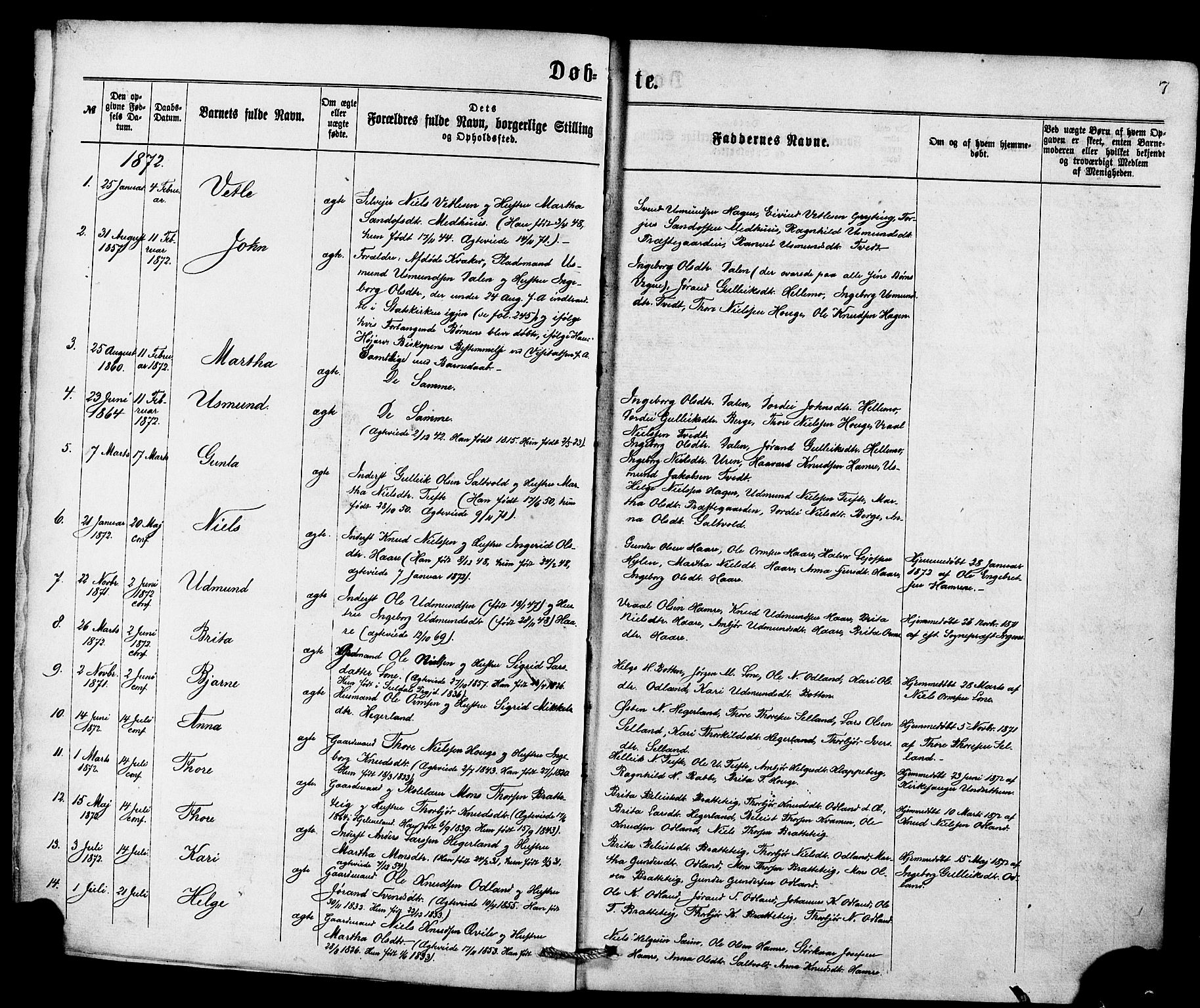 Røldal sokneprestembete, SAB/A-100247: Parish register (official) no. A 4, 1870-1886, p. 7