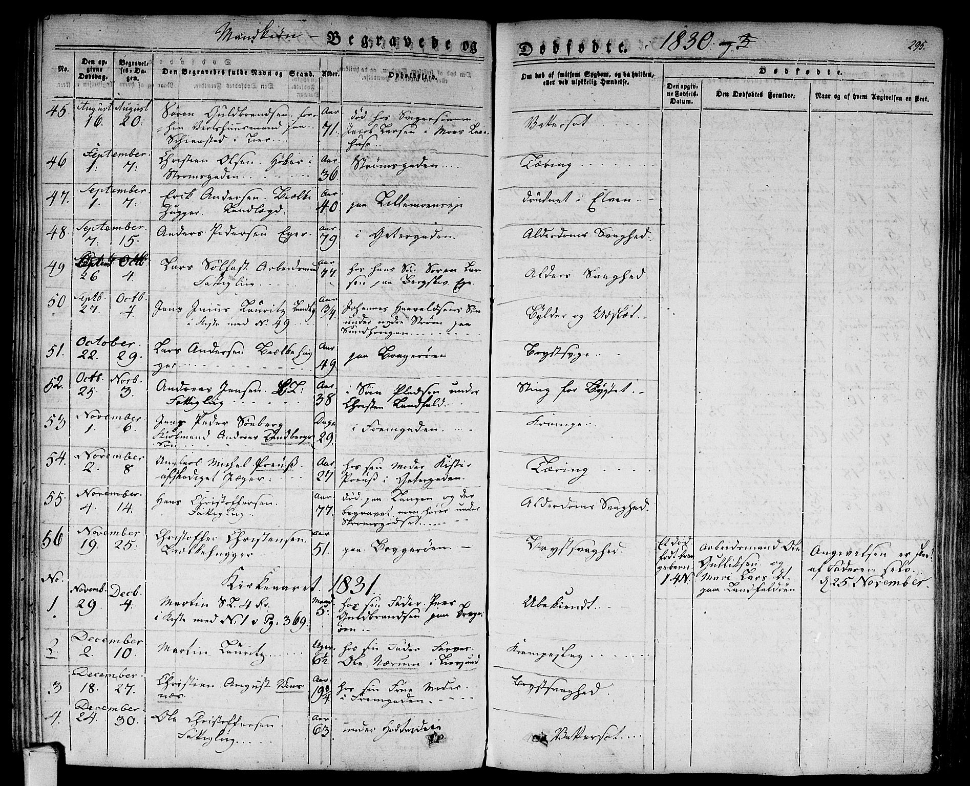 Bragernes kirkebøker, SAKO/A-6/F/Fb/L0001: Parish register (official) no. II 1, 1830-1847, p. 295