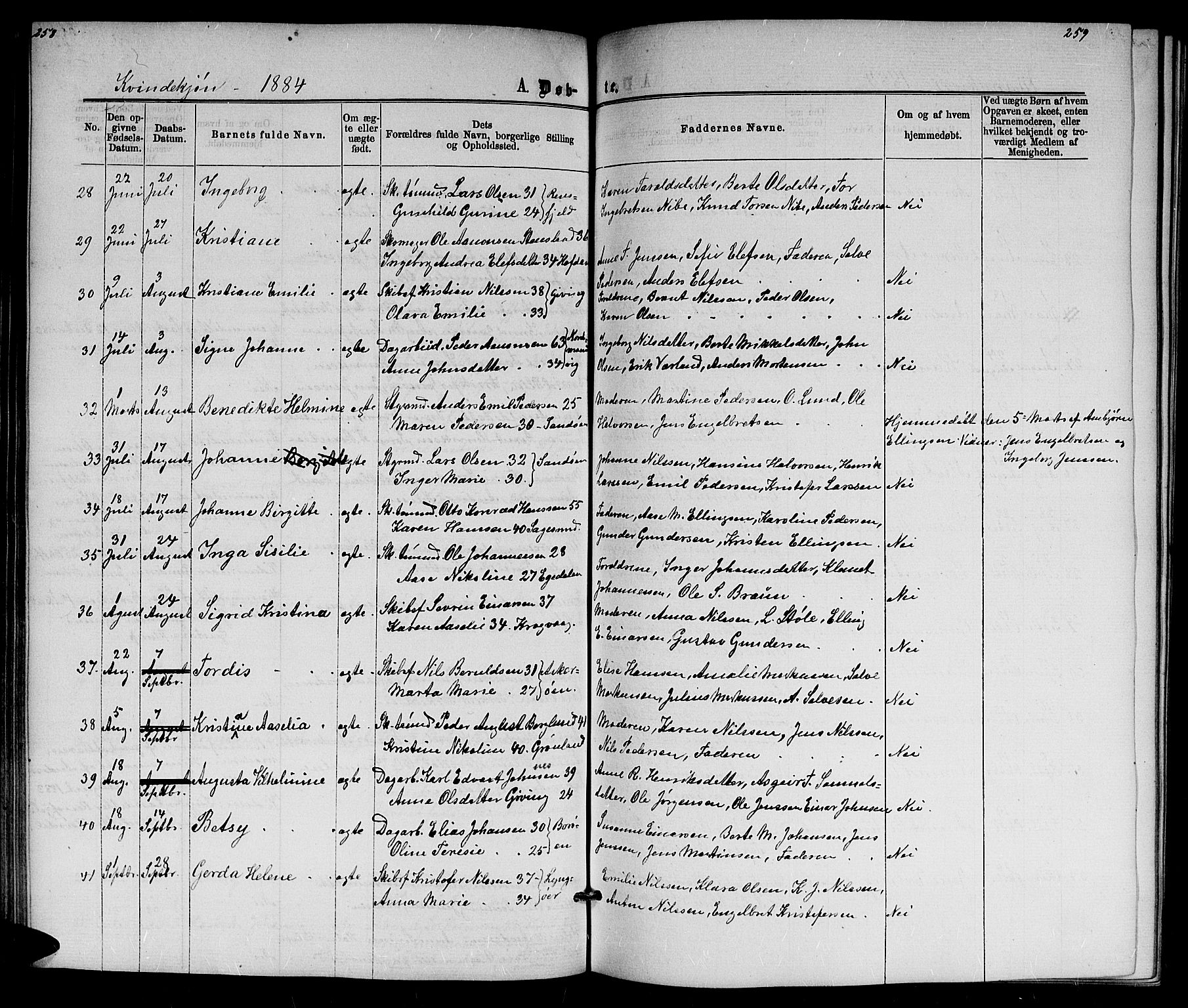 Dypvåg sokneprestkontor, SAK/1111-0007/F/Fb/Fba/L0012: Parish register (copy) no. B 12, 1872-1886, p. 258-259
