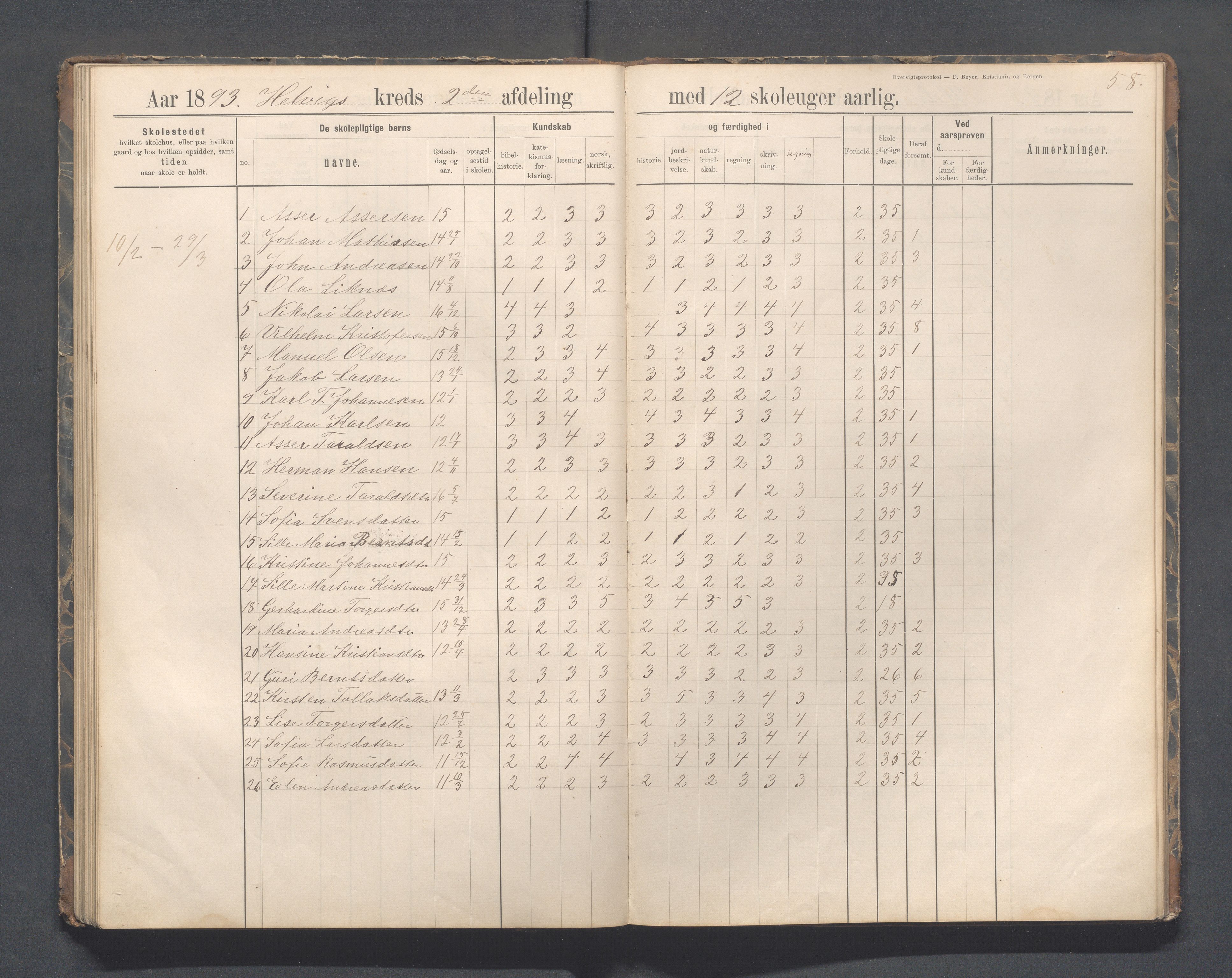 Eigersund kommune (Herredet) - Skolekommisjonen/skolestyret, IKAR/K-100453/Jb/L0007: Skoleprotokoll - Hegrestad og Helvik skoler, 1891-1899, p. 58