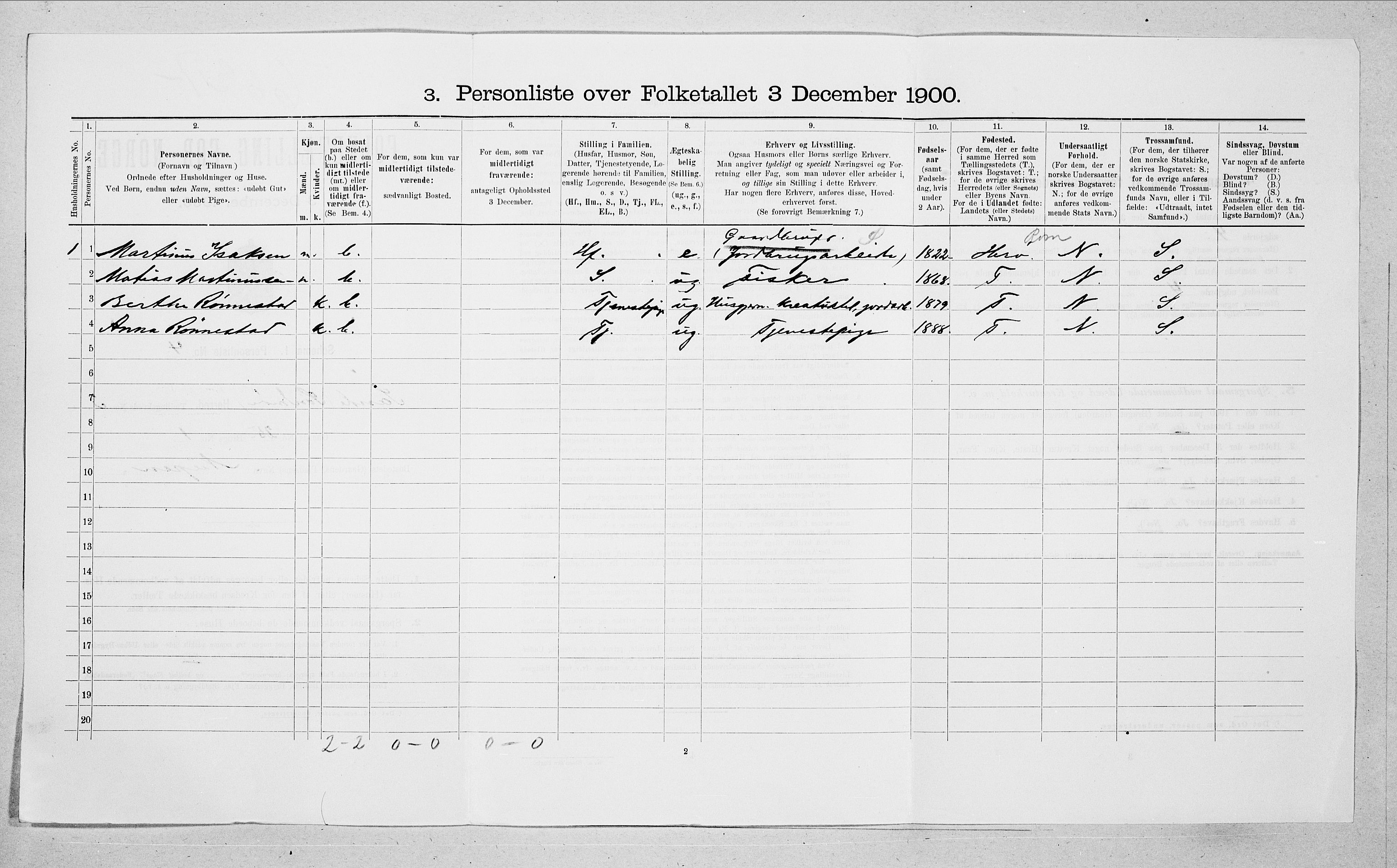 SAT, 1900 census for Sande, 1900, p. 311