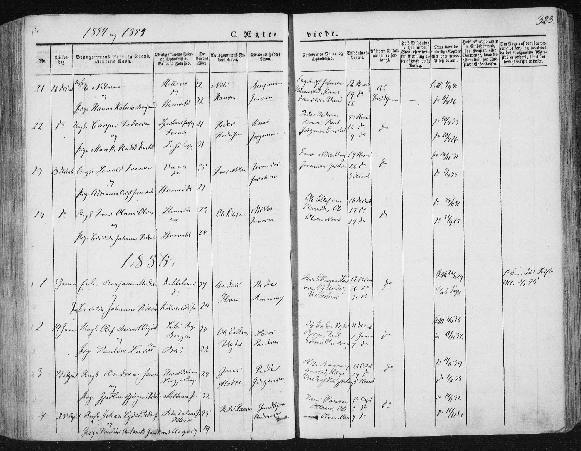 Ministerialprotokoller, klokkerbøker og fødselsregistre - Nord-Trøndelag, SAT/A-1458/784/L0669: Parish register (official) no. 784A04, 1829-1859, p. 323