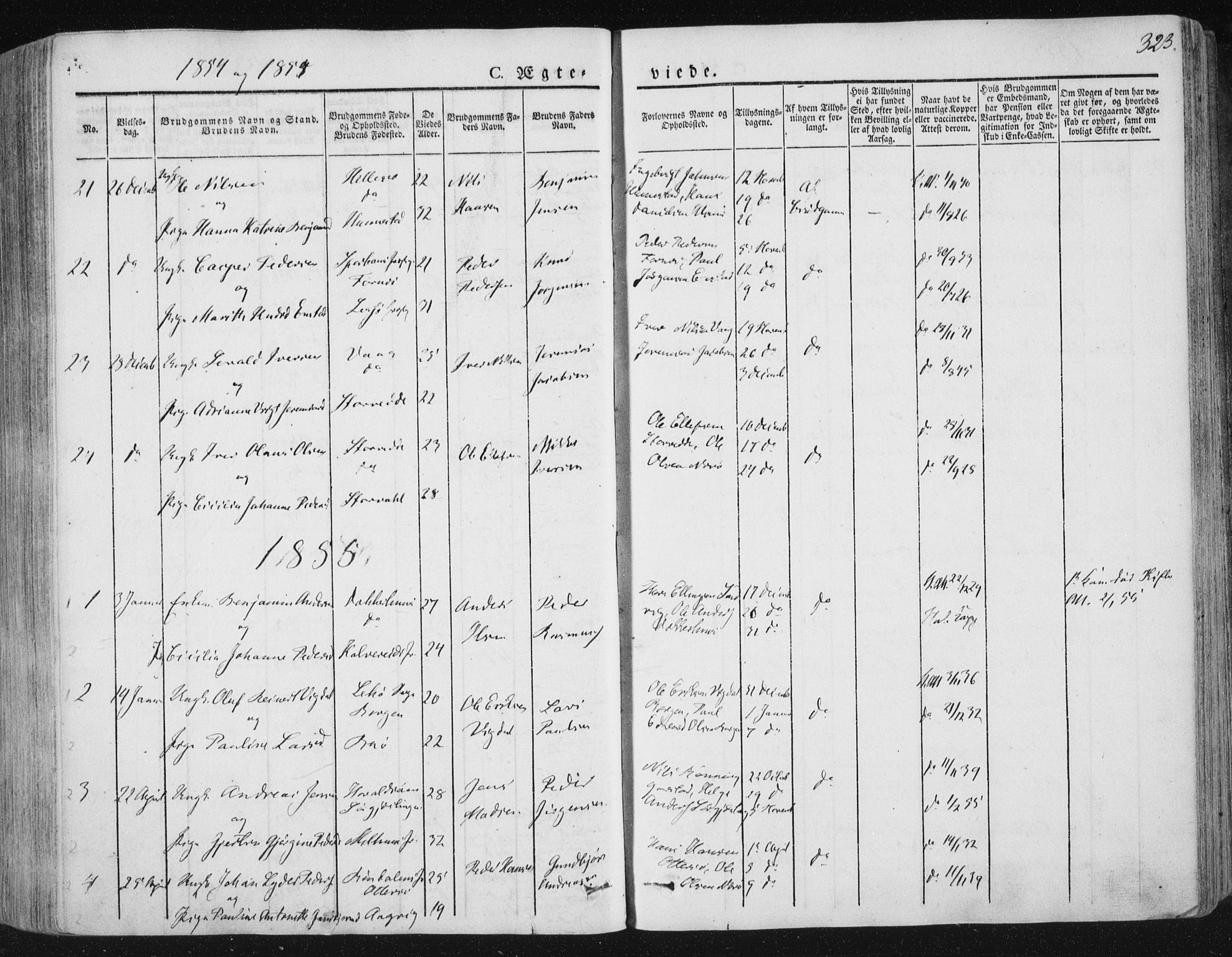 Ministerialprotokoller, klokkerbøker og fødselsregistre - Nord-Trøndelag, AV/SAT-A-1458/784/L0669: Parish register (official) no. 784A04, 1829-1859, p. 323