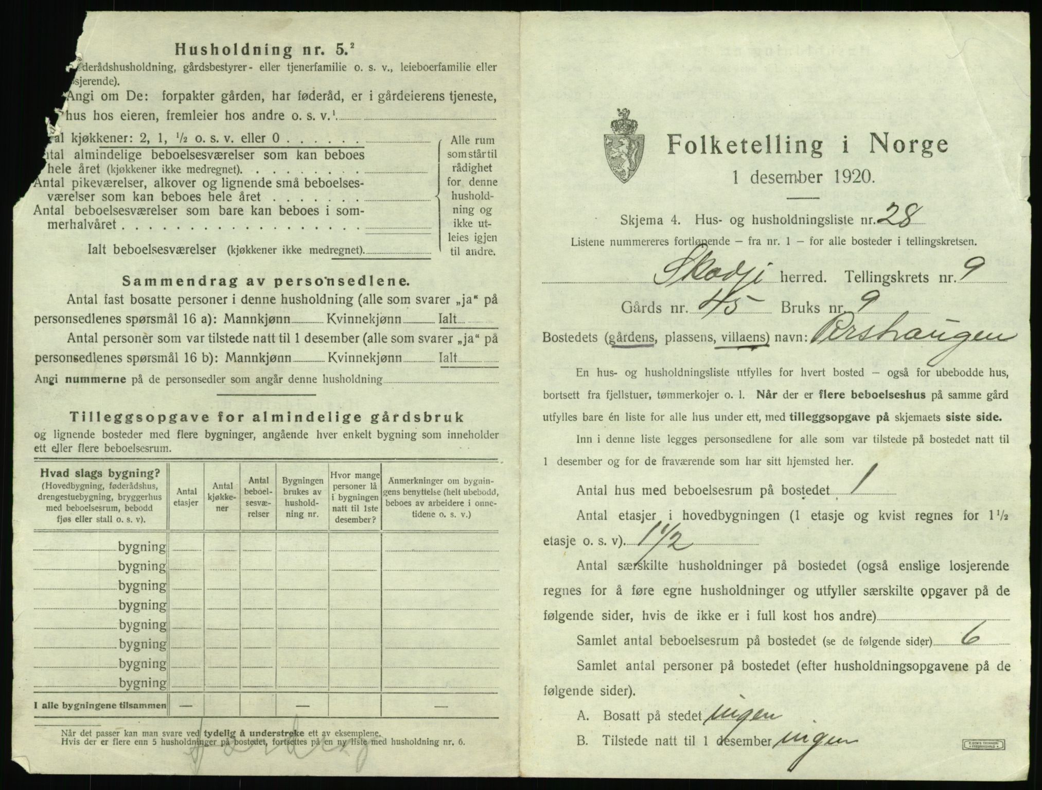 SAT, 1920 census for Skodje, 1920, p. 661