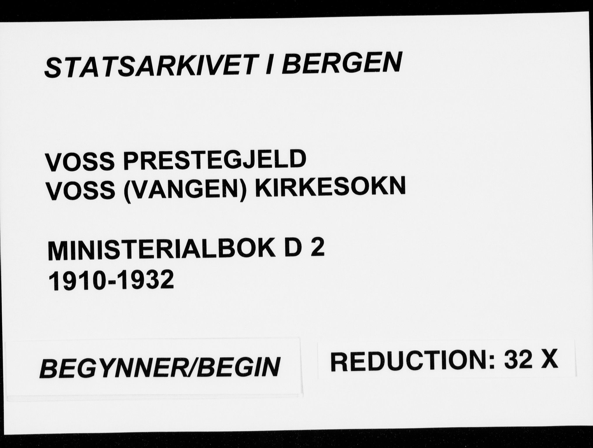 Voss sokneprestembete, AV/SAB-A-79001/H/Haa: Parish register (official) no. D  2, 1910-1932