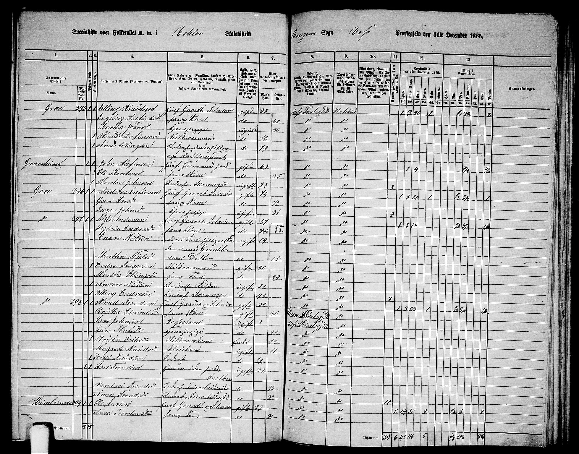 RA, 1865 census for Voss, 1865, p. 183