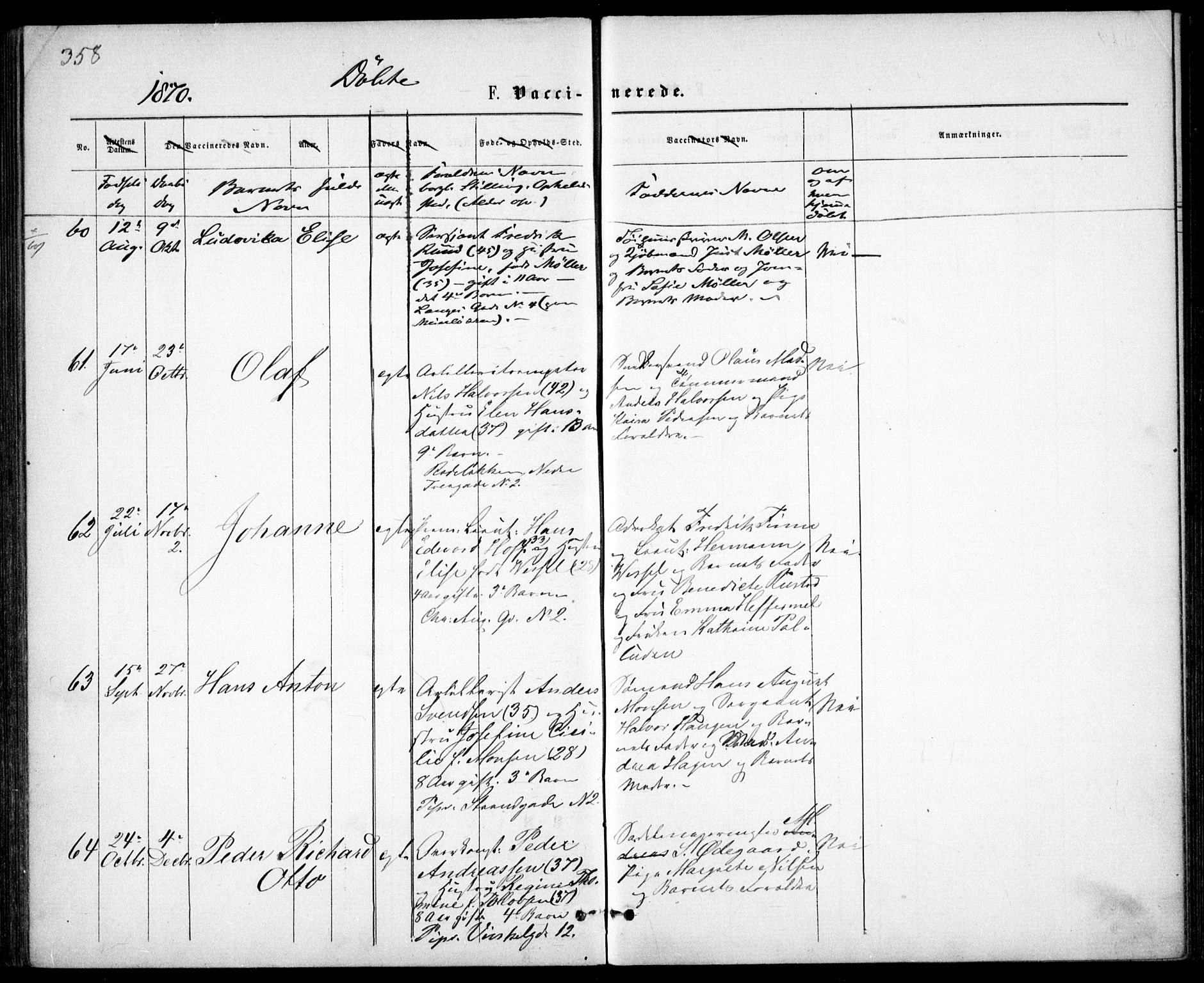 Garnisonsmenigheten Kirkebøker, AV/SAO-A-10846/G/Ga/L0006: Parish register (copy) no. 6, 1860-1880, p. 358