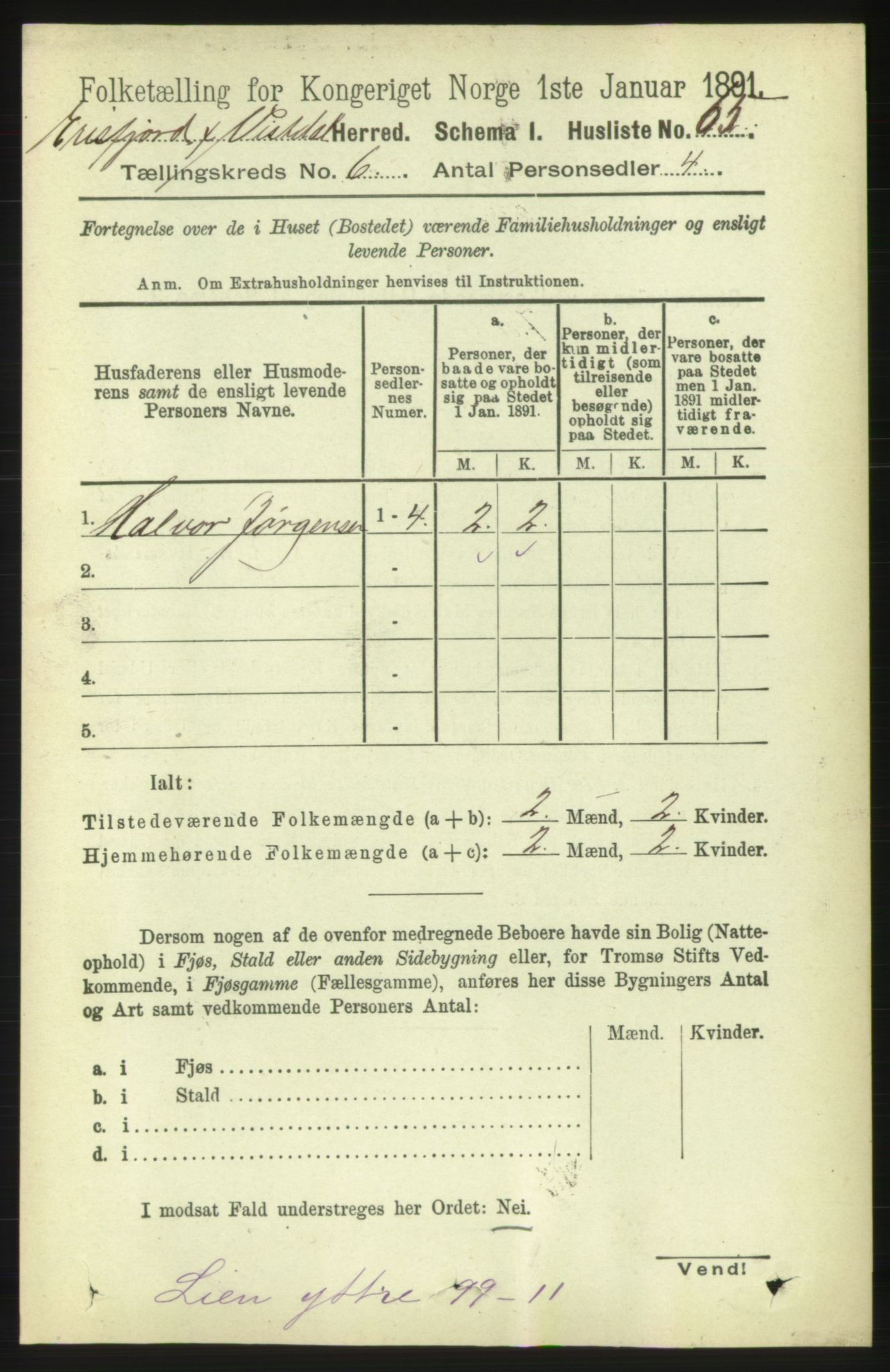 RA, 1891 census for 1542 Eresfjord og Vistdal, 1891, p. 1520