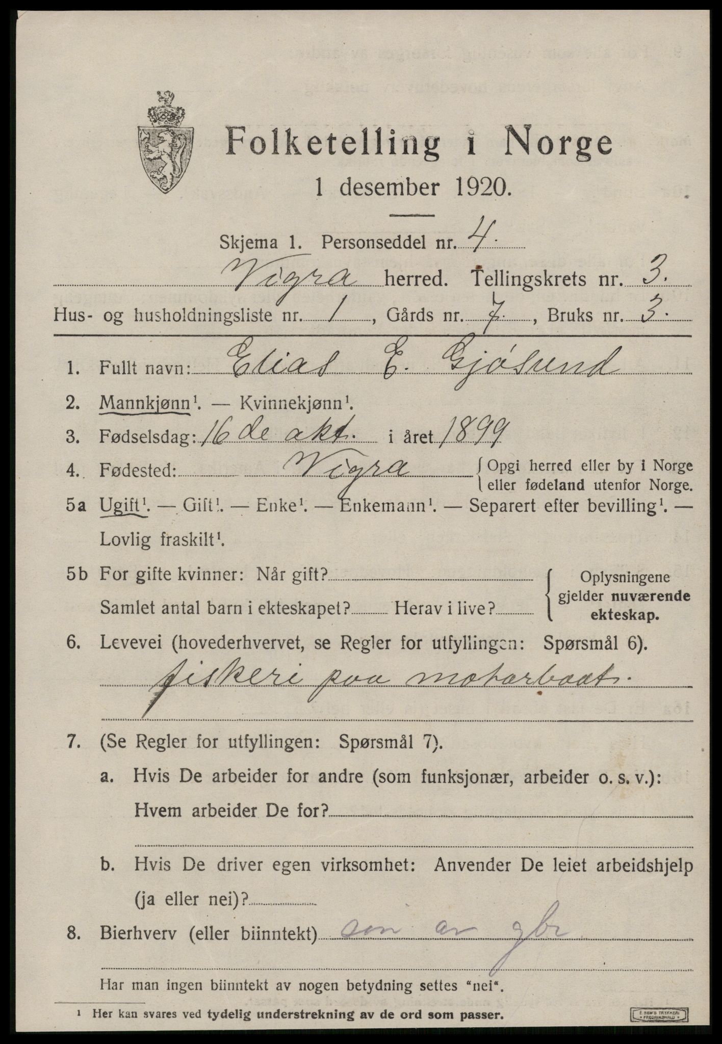 SAT, 1920 census for Vigra, 1920, p. 1256