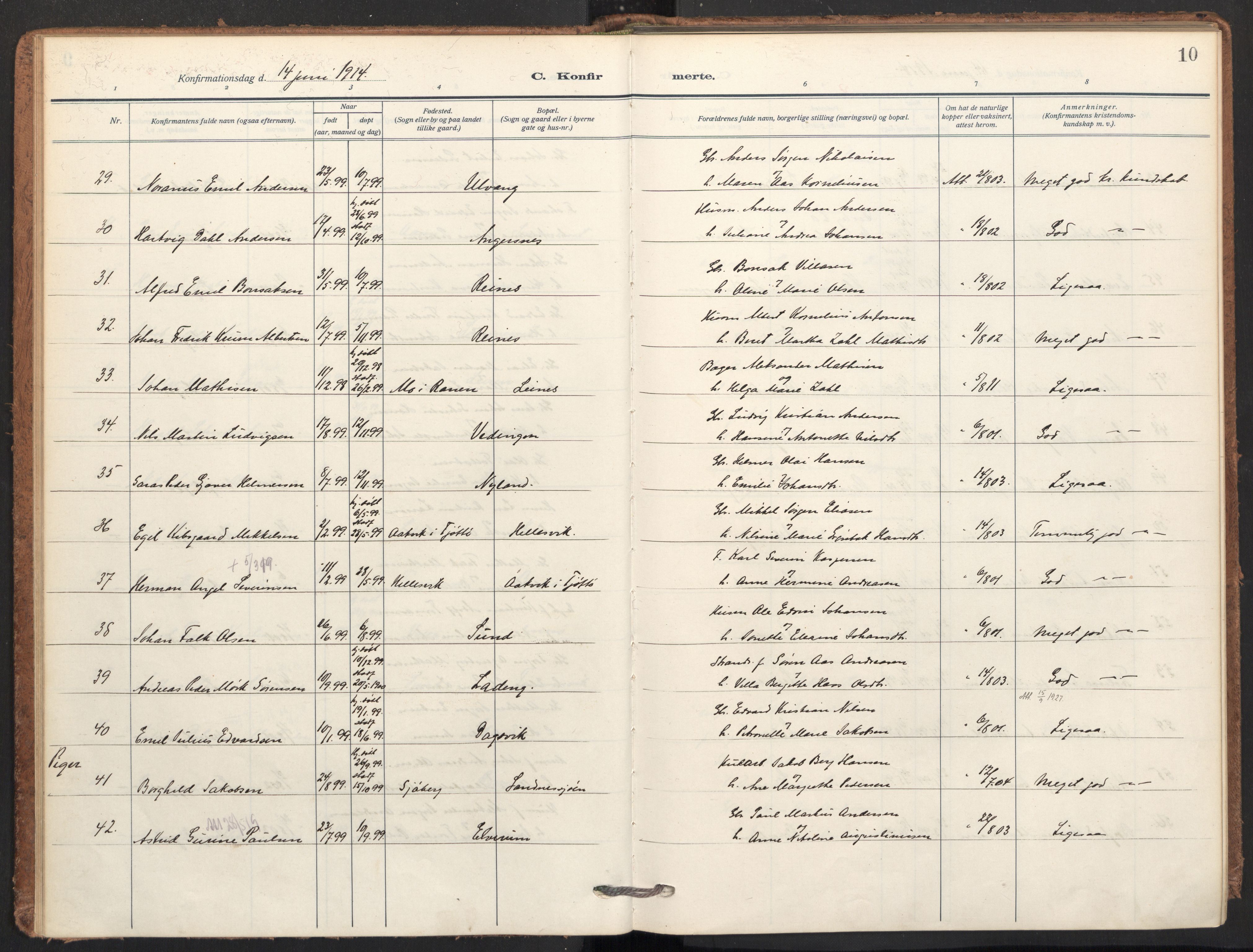 Ministerialprotokoller, klokkerbøker og fødselsregistre - Nordland, AV/SAT-A-1459/831/L0473: Parish register (official) no. 831A04, 1909-1934, p. 10