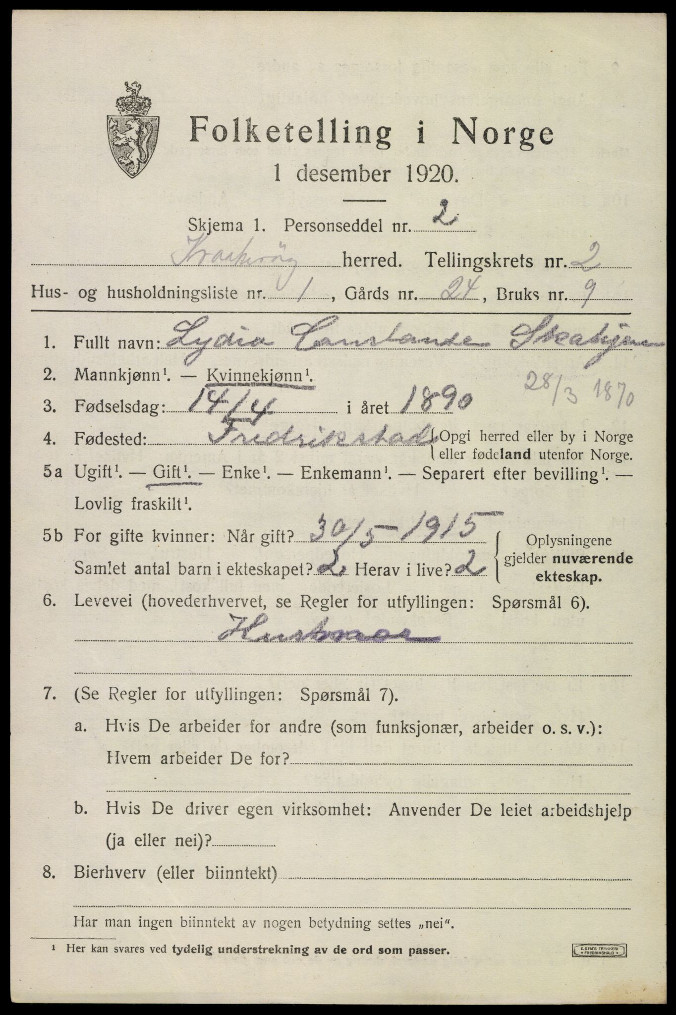 SAO, 1920 census for Kråkerøy, 1920, p. 2590