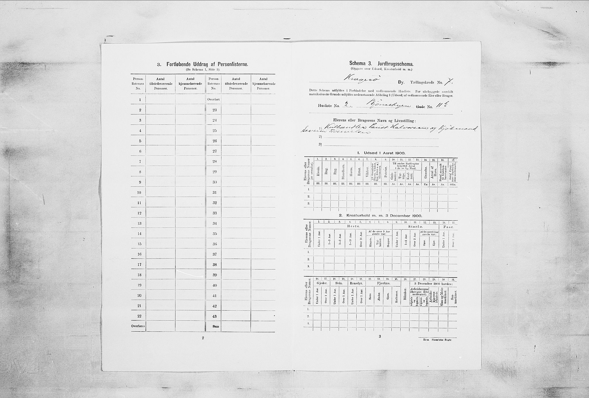 SAKO, 1900 census for Kragerø, 1900, p. 855