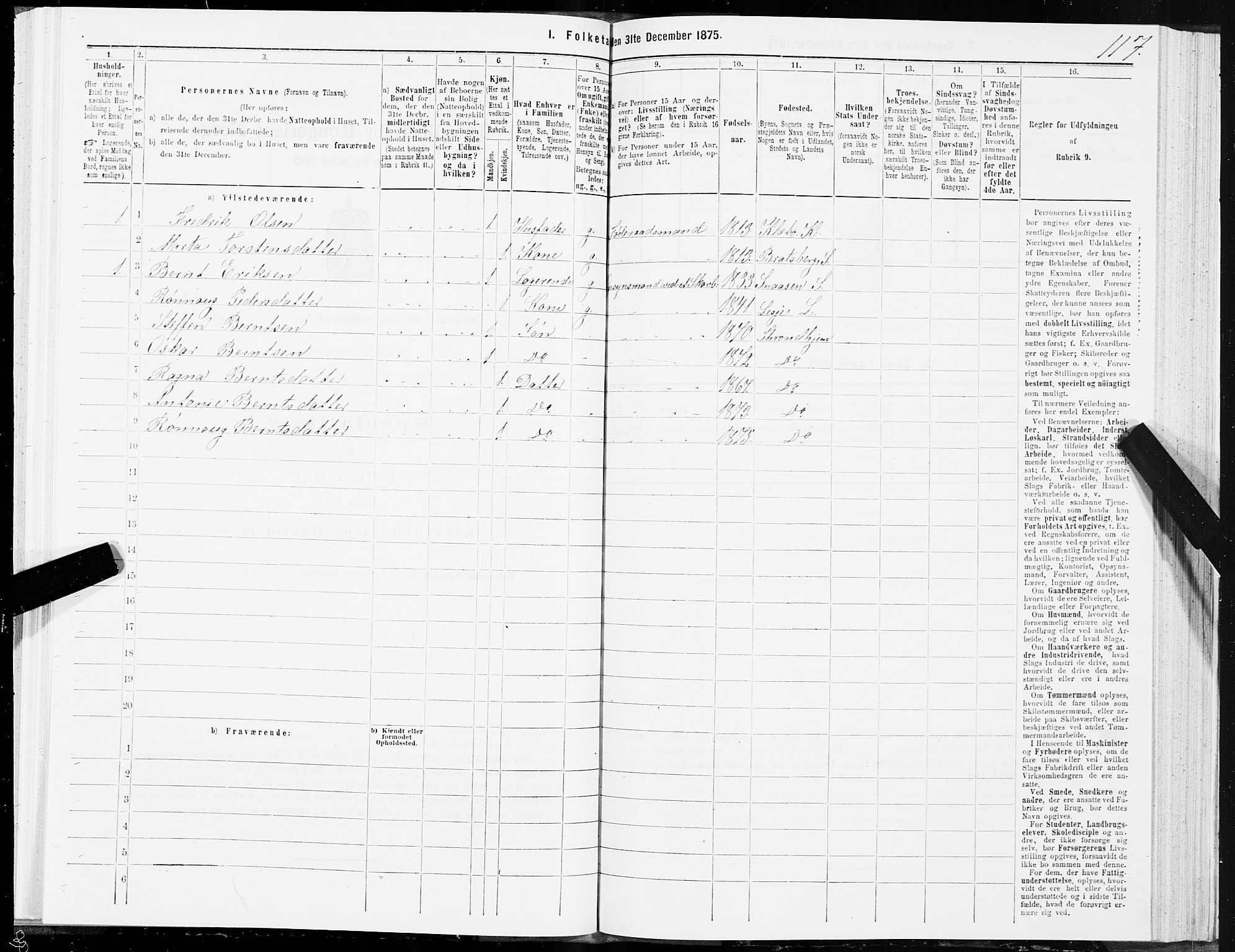 SAT, 1875 census for 1660P Strinda, 1875, p. 8117